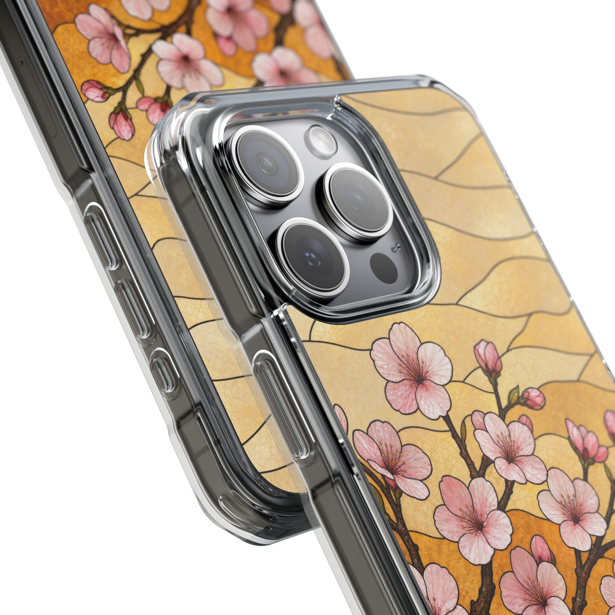 Cherry Blossom Faux Stained Glass Phone Case, Slim Clear Case for iPhone 17 16 15 Pro Max, Protective Gift Case — MagSafe - Image 15