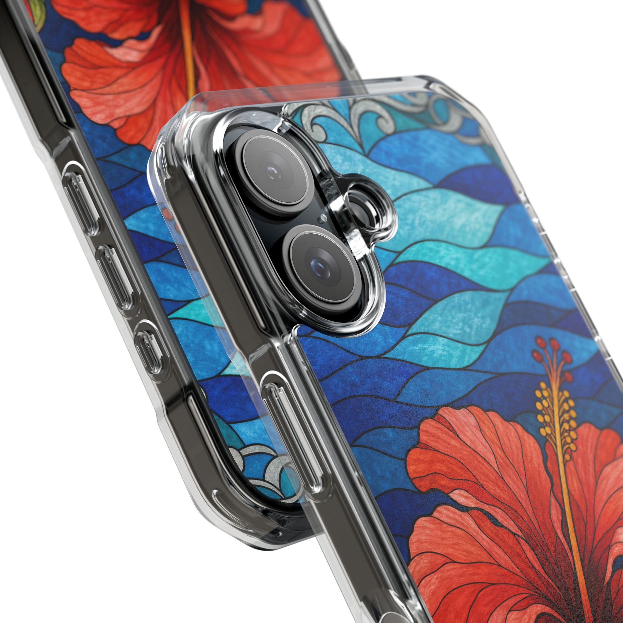 Hibiscus Faux Stained Glass Phone Case, Slim Clear Case for iPhone 17 16 15 Pro Max, Protective Gift Case — MagSafe - Image 24