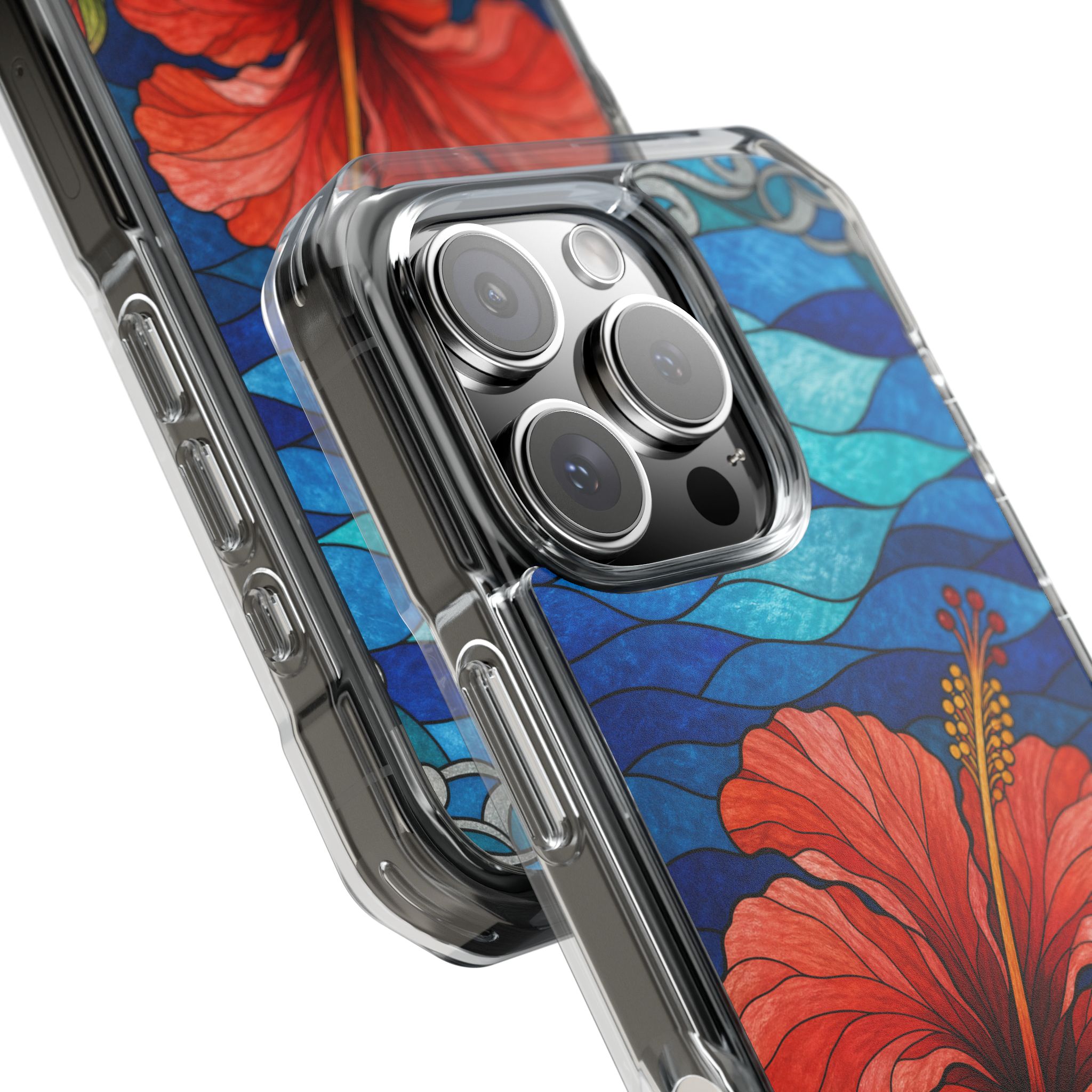 Hibiscus Faux Stained Glass Phone Case, Slim Clear Case for iPhone 17 16 15 Pro Max, Protective Gift Case — MagSafe - Image 18