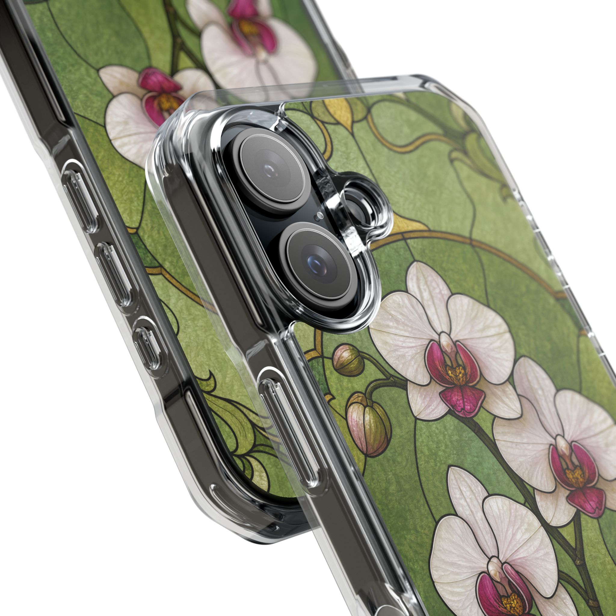 Orchid Faux Stained Glass Phone Case, Slim Clear Case for iPhone 17 16 15 Pro Max, Protective Gift Case — MagSafe - Image 24