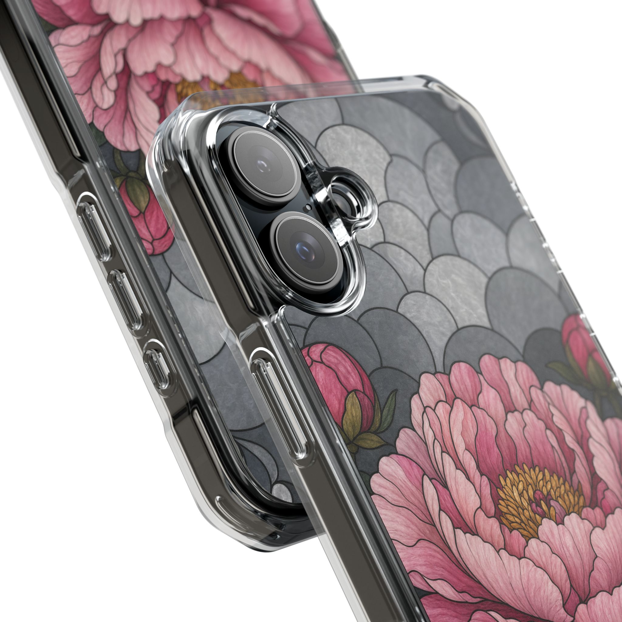 Peony Faux Stained Glass Phone Case, Slim Clear Case for iPhone 17 16 15 Pro Max, Protective Gift Case — MagSafe - Image 27