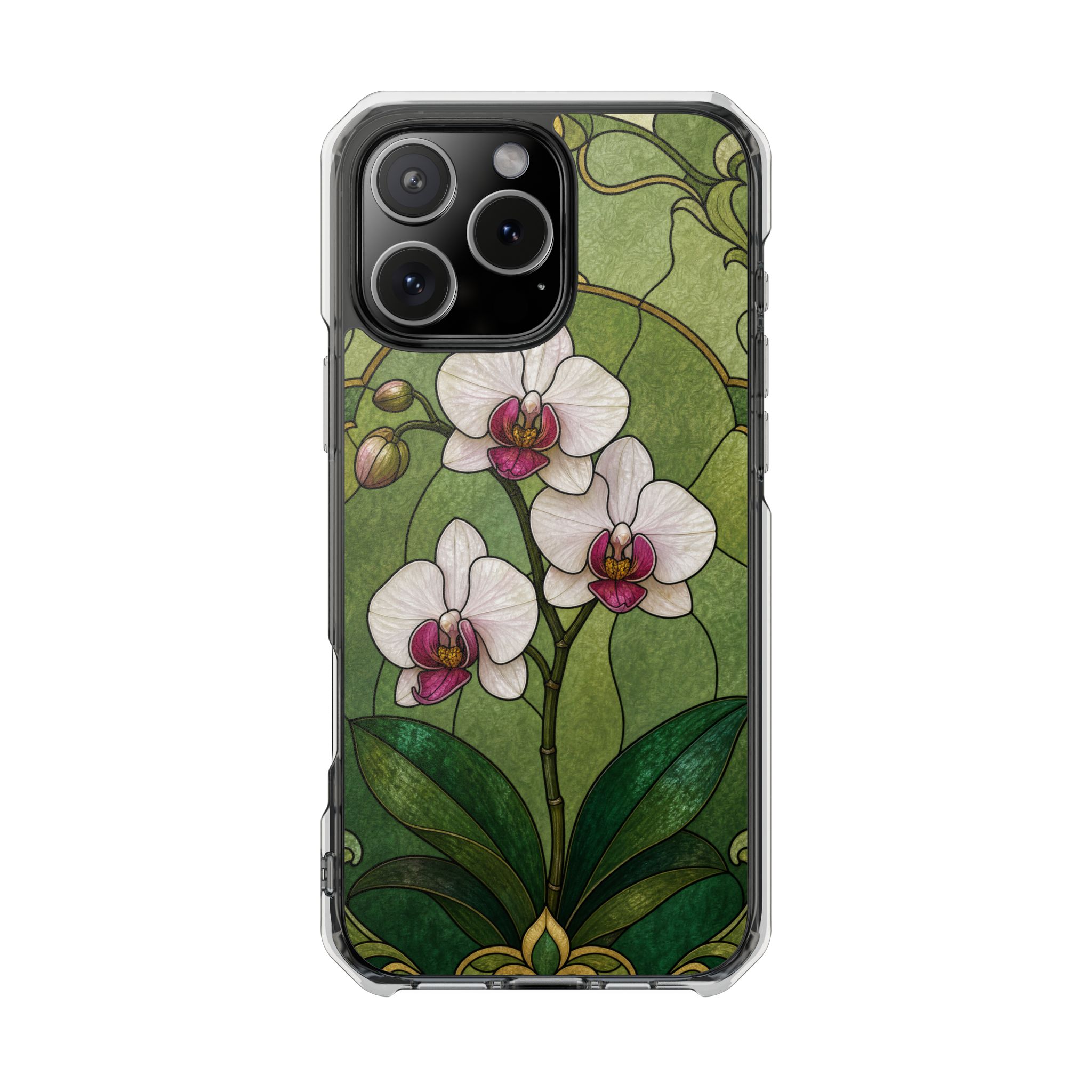 Orchid Faux Stained Glass Phone Case, Slim Clear Case for iPhone 17 16 15 Pro Max, Protective Gift Case — MagSafe - Image 20