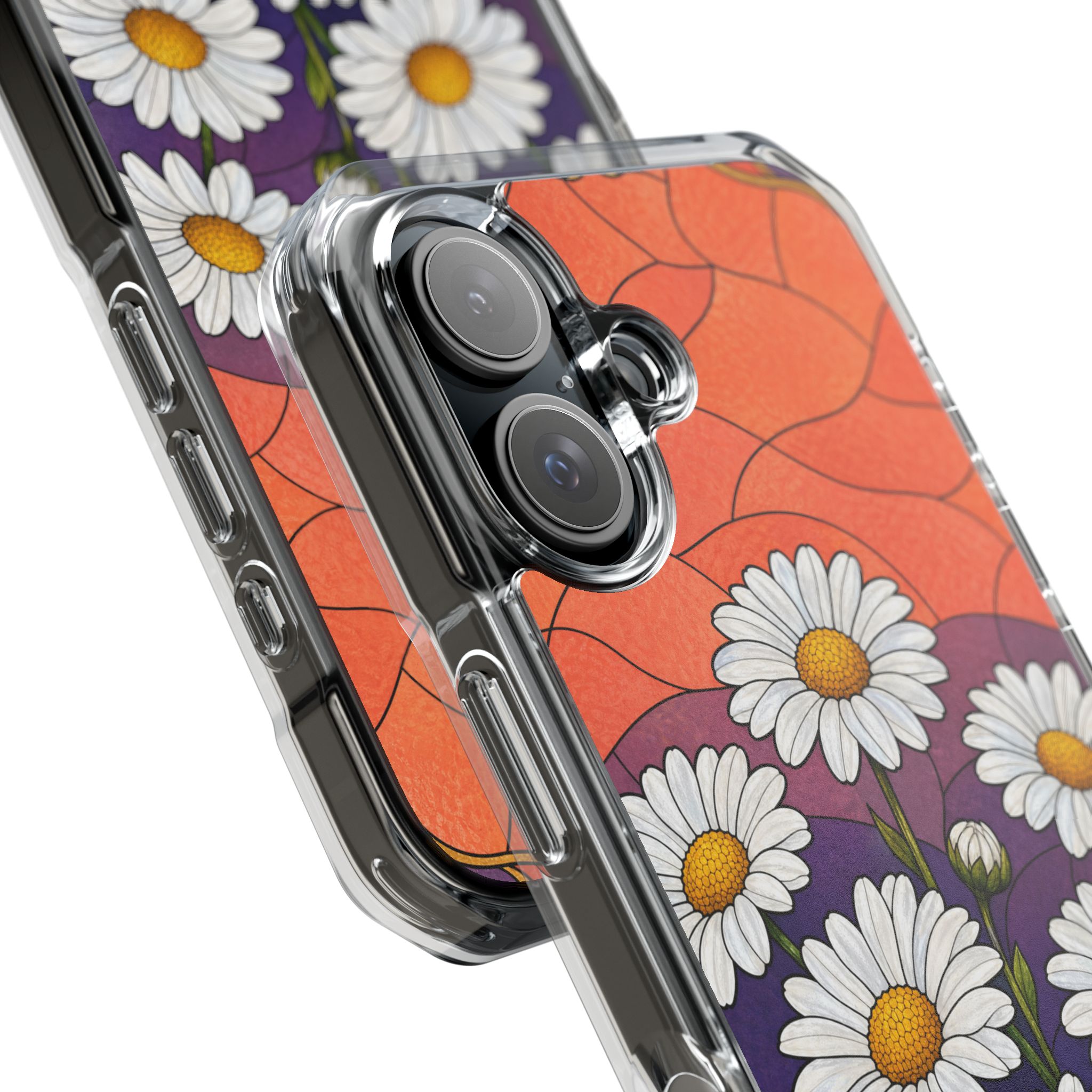 Daisy Faux Stained Glass Phone Case, Slim Clear Case for iPhone 17 16 15 Pro Max, Protective Gift Case — MagSafe - Image 24