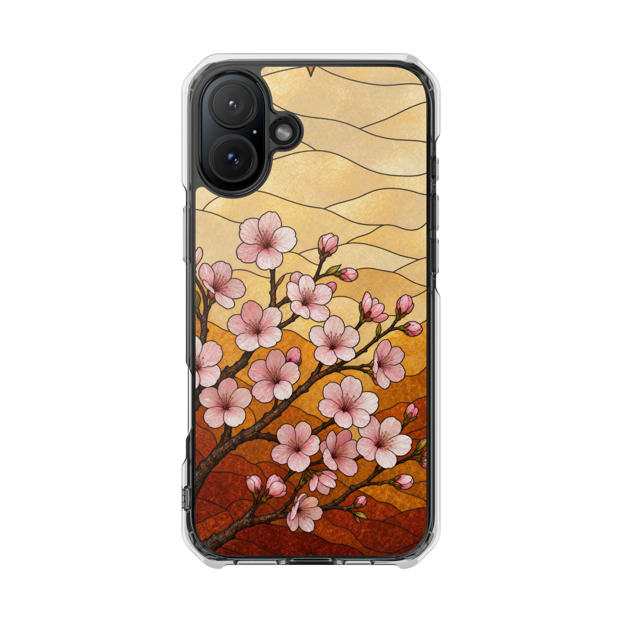 Cherry Blossom Faux Stained Glass Phone Case, Slim Clear Case for iPhone 17 16 15 Pro Max, Protective Gift Case — MagSafe - Image 26