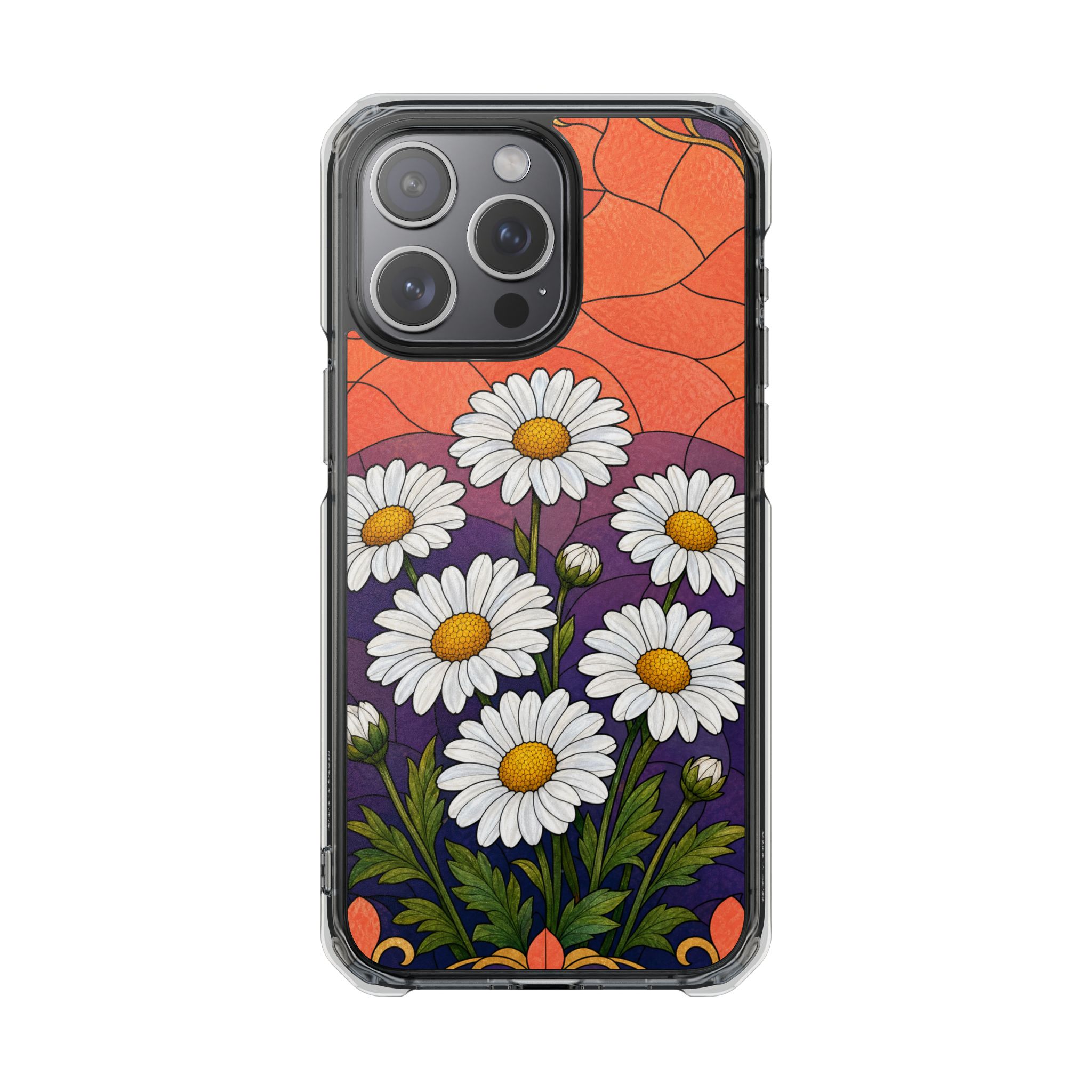 Daisy Faux Stained Glass Phone Case, Slim Clear Case for iPhone 17 16 15 Pro Max, Protective Gift Case — MagSafe - Image 13