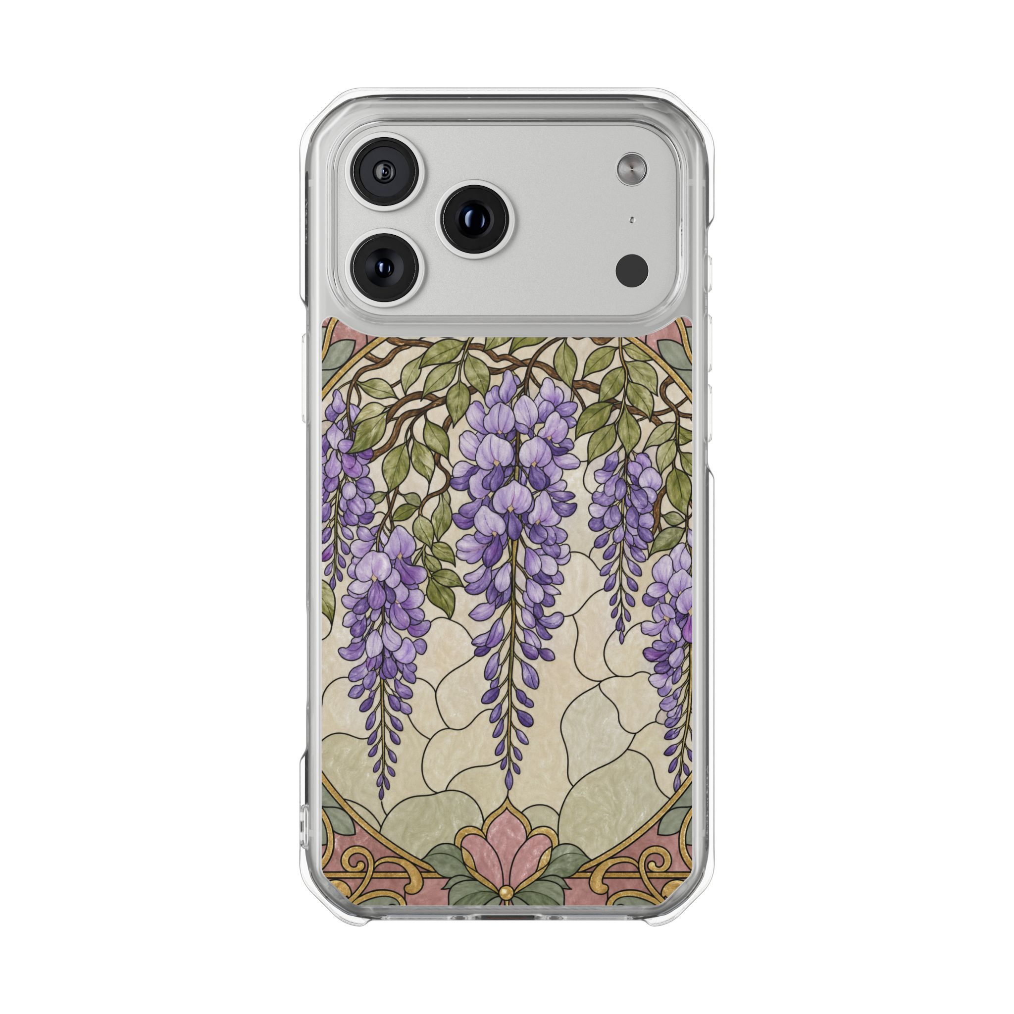 Wisteria Faux Stained Glass Phone Case, Slim Clear Case for iPhone 17 16 15 Pro Max, Protective Gift Case — MagSafe - Image 32