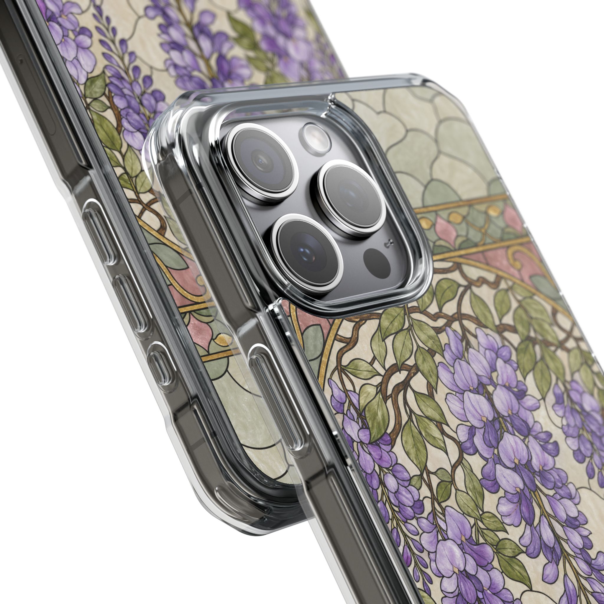 Wisteria Faux Stained Glass Phone Case, Slim Clear Case for iPhone 17 16 15 Pro Max, Protective Gift Case — MagSafe - Image 15