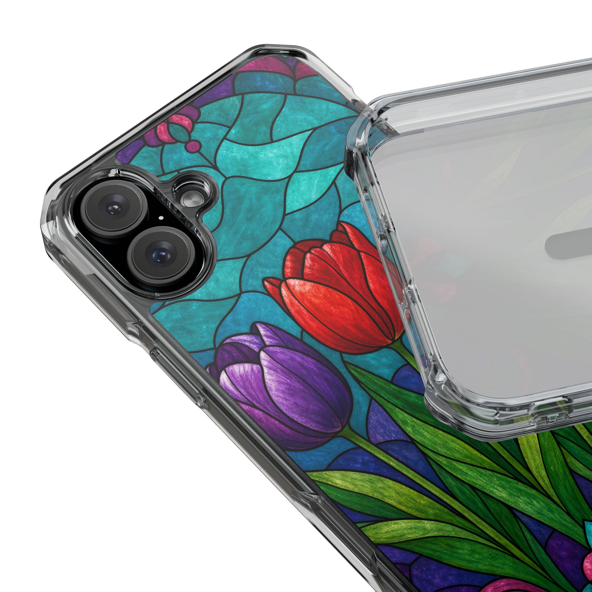 Tulips Faux Stained Glass Phone Case, Slim Clear Case for iPhone 17 16 15 Pro Max, Protective Gift Case — MagSafe - Image 28