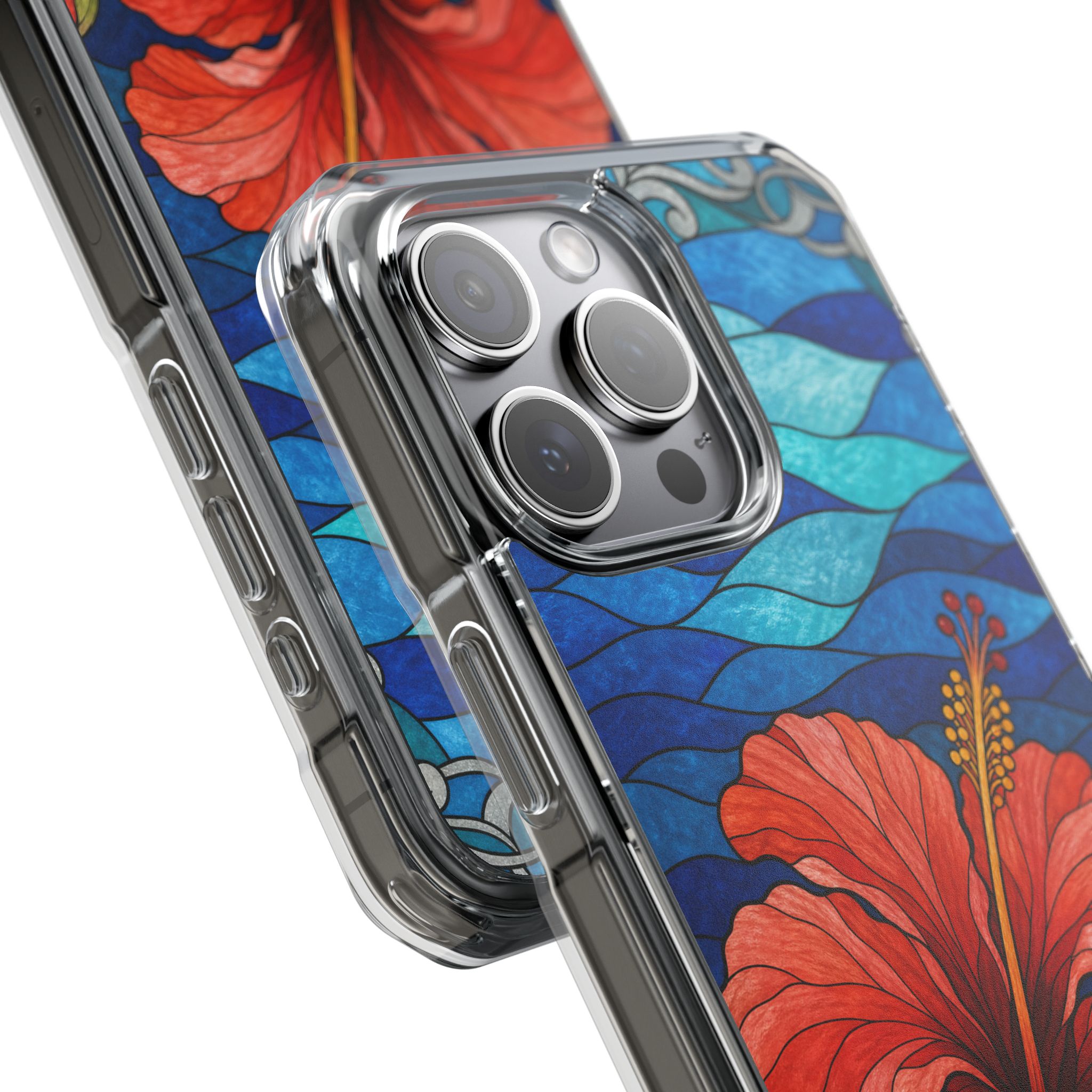 Hibiscus Faux Stained Glass Phone Case, Slim Clear Case for iPhone 17 16 15 Pro Max, Protective Gift Case — MagSafe - Image 15