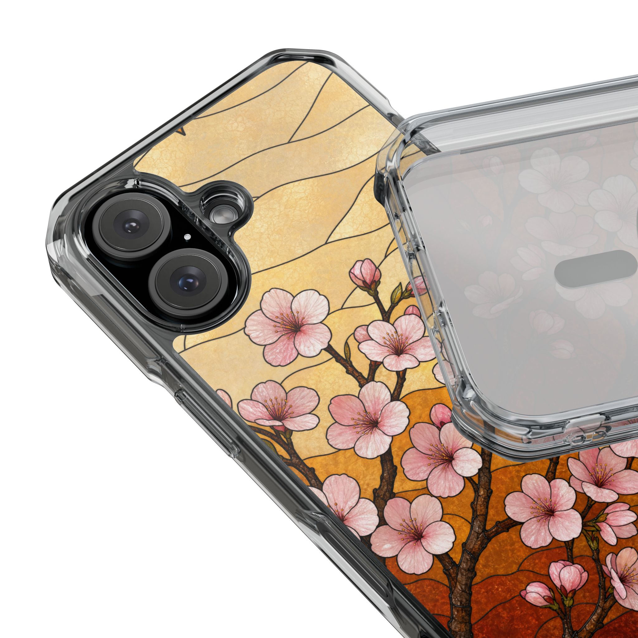 Cherry Blossom Faux Stained Glass Phone Case, Slim Clear Case for iPhone 17 16 15 Pro Max, Protective Gift Case — MagSafe - Image 25