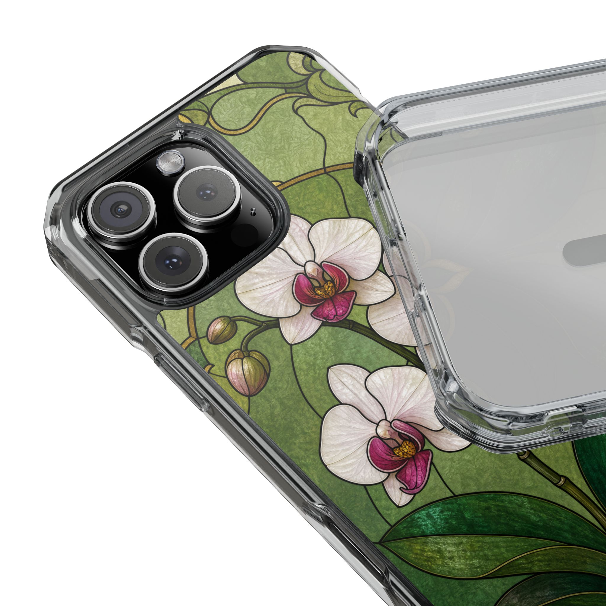 Orchid Faux Stained Glass Phone Case, Slim Clear Case for iPhone 17 16 15 Pro Max, Protective Gift Case — MagSafe - Image 22