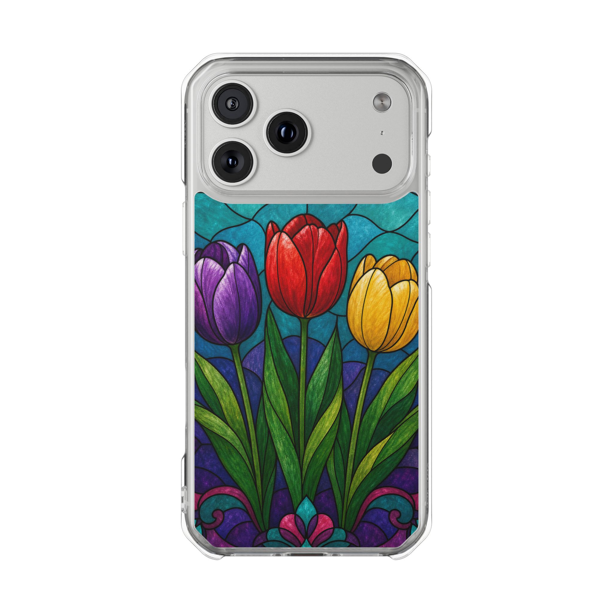 Tulips Faux Stained Glass Phone Case, Slim Clear Case for iPhone 17 16 15 Pro Max, Protective Gift Case — MagSafe - Image 32