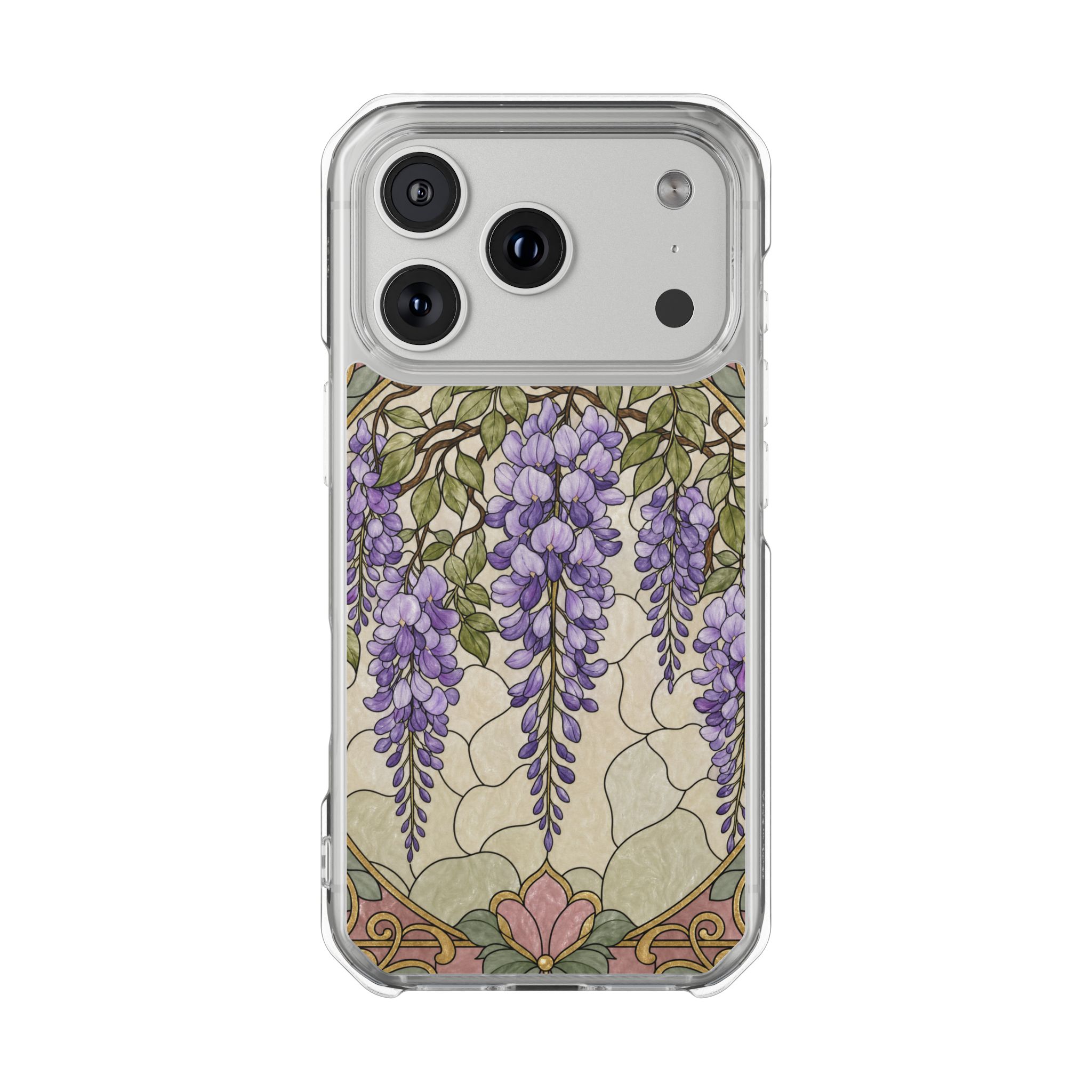 Wisteria Faux Stained Glass Phone Case, Slim Clear Case for iPhone 17 16 15 Pro Max, Protective Gift Case — MagSafe - Image 31