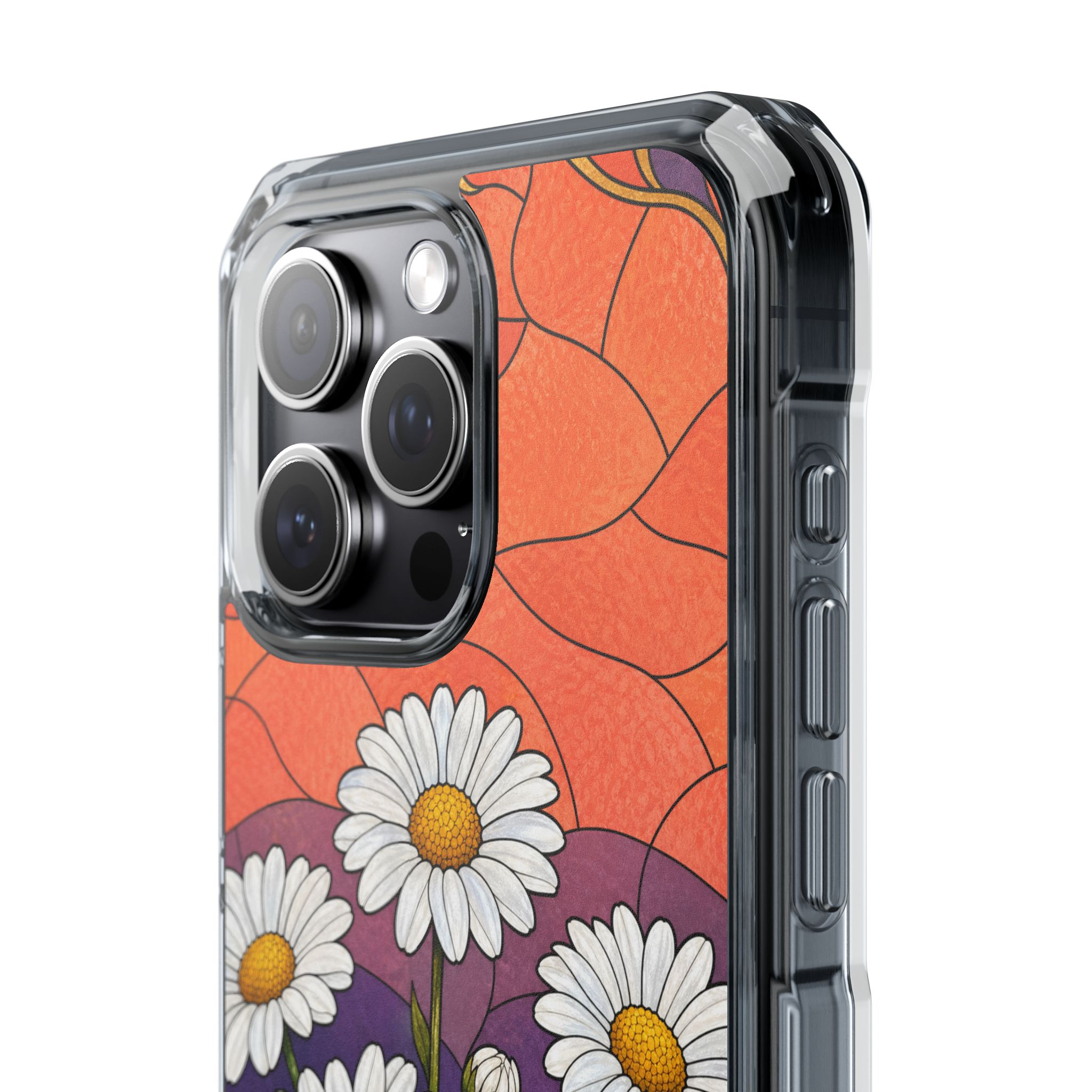 Daisy Faux Stained Glass Phone Case, Slim Clear Case for iPhone 17 16 15 Pro Max, Protective Gift Case — MagSafe - Image 16