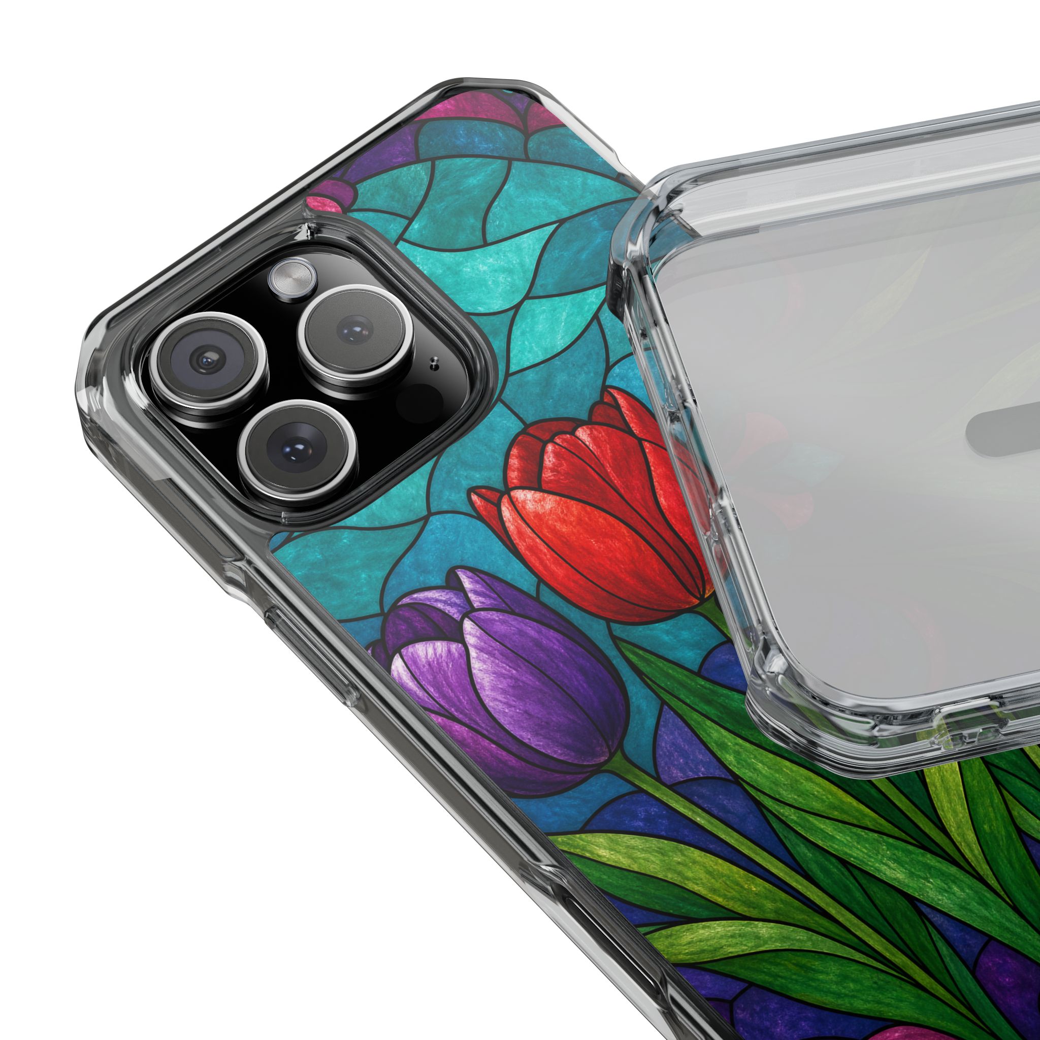 Tulips Faux Stained Glass Phone Case, Slim Clear Case for iPhone 17 16 15 Pro Max, Protective Gift Case — MagSafe - Image 22