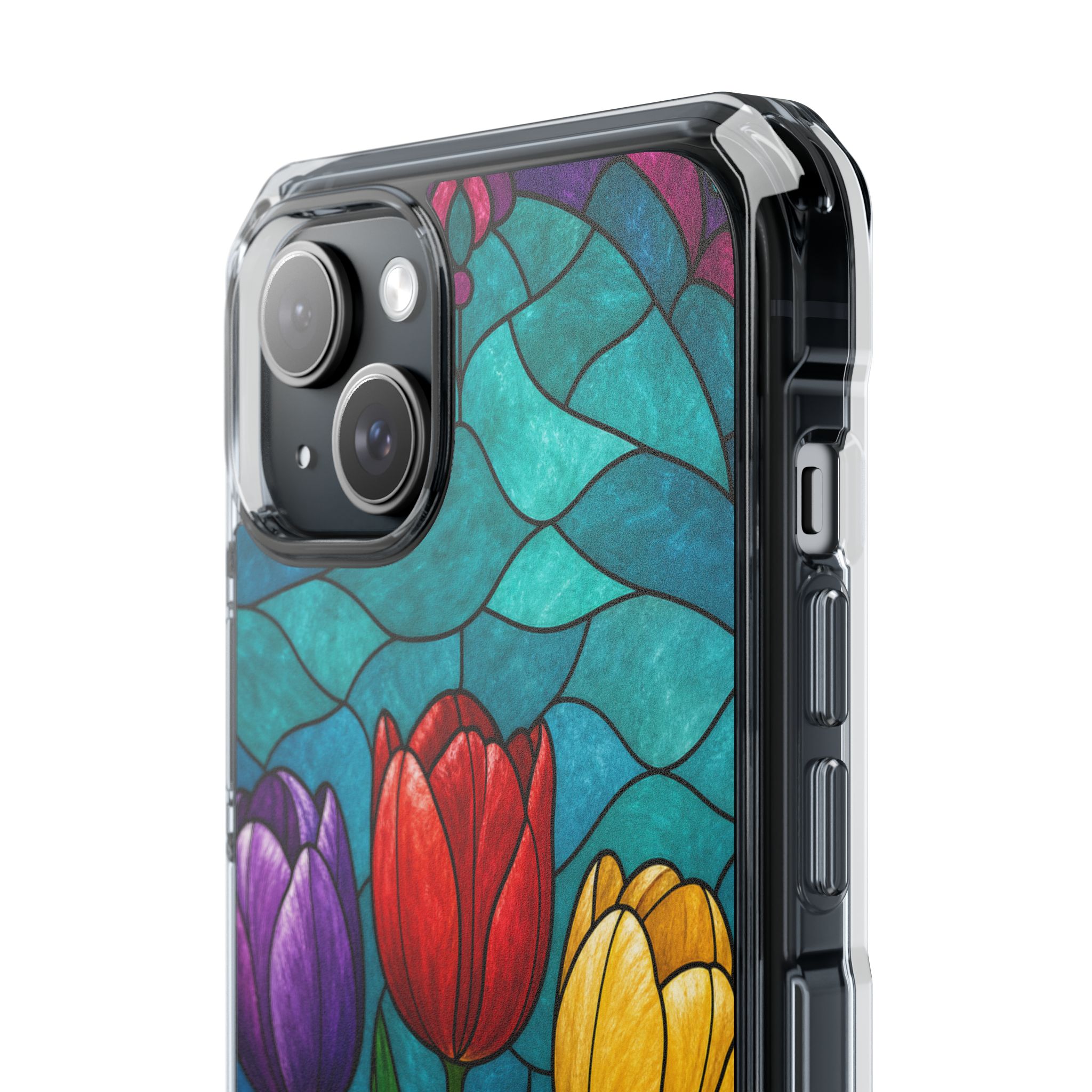 Tulips Faux Stained Glass Phone Case, Slim Clear Case for iPhone 17 16 15 Pro Max, Protective Gift Case — MagSafe - Image 12