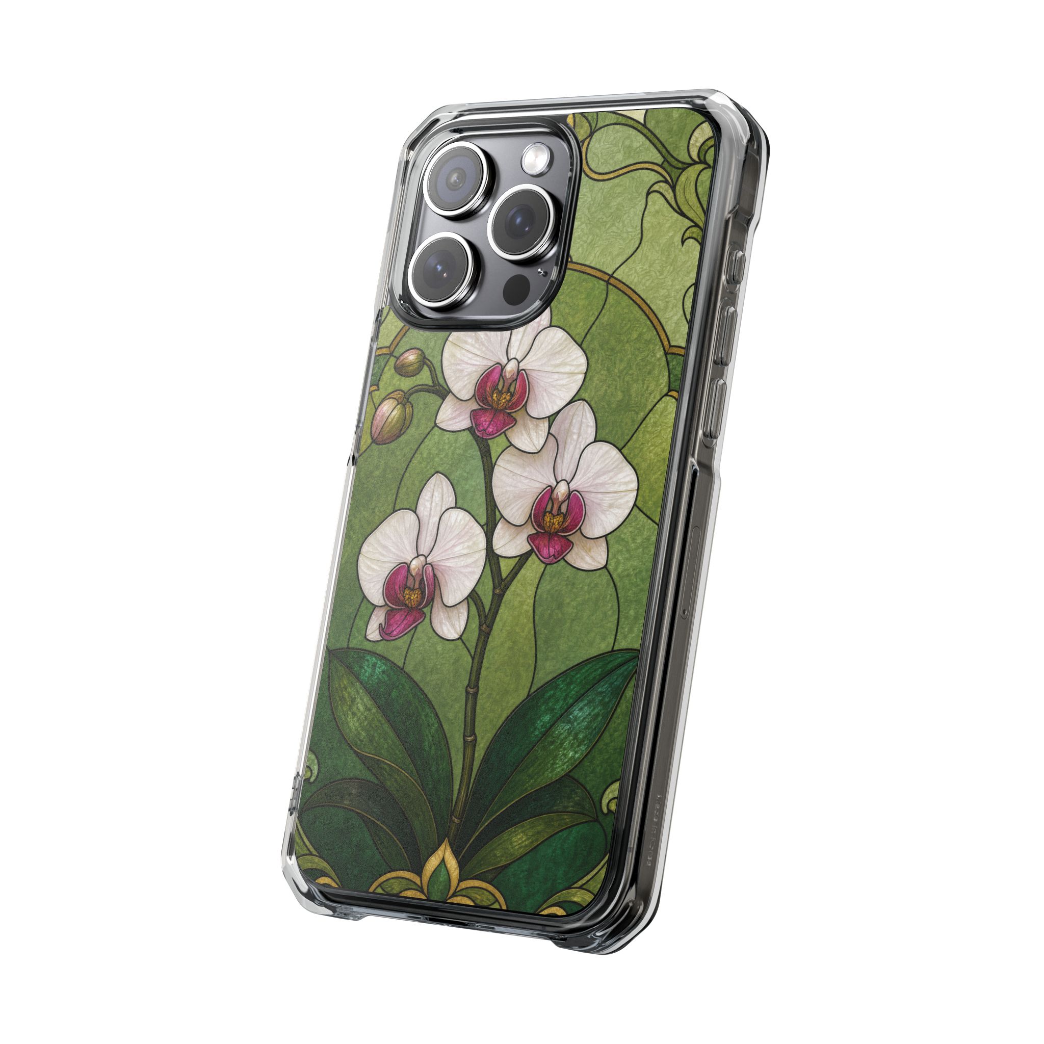 Orchid Faux Stained Glass Phone Case, Slim Clear Case for iPhone 17 16 15 Pro Max, Protective Gift Case — MagSafe - Image 14
