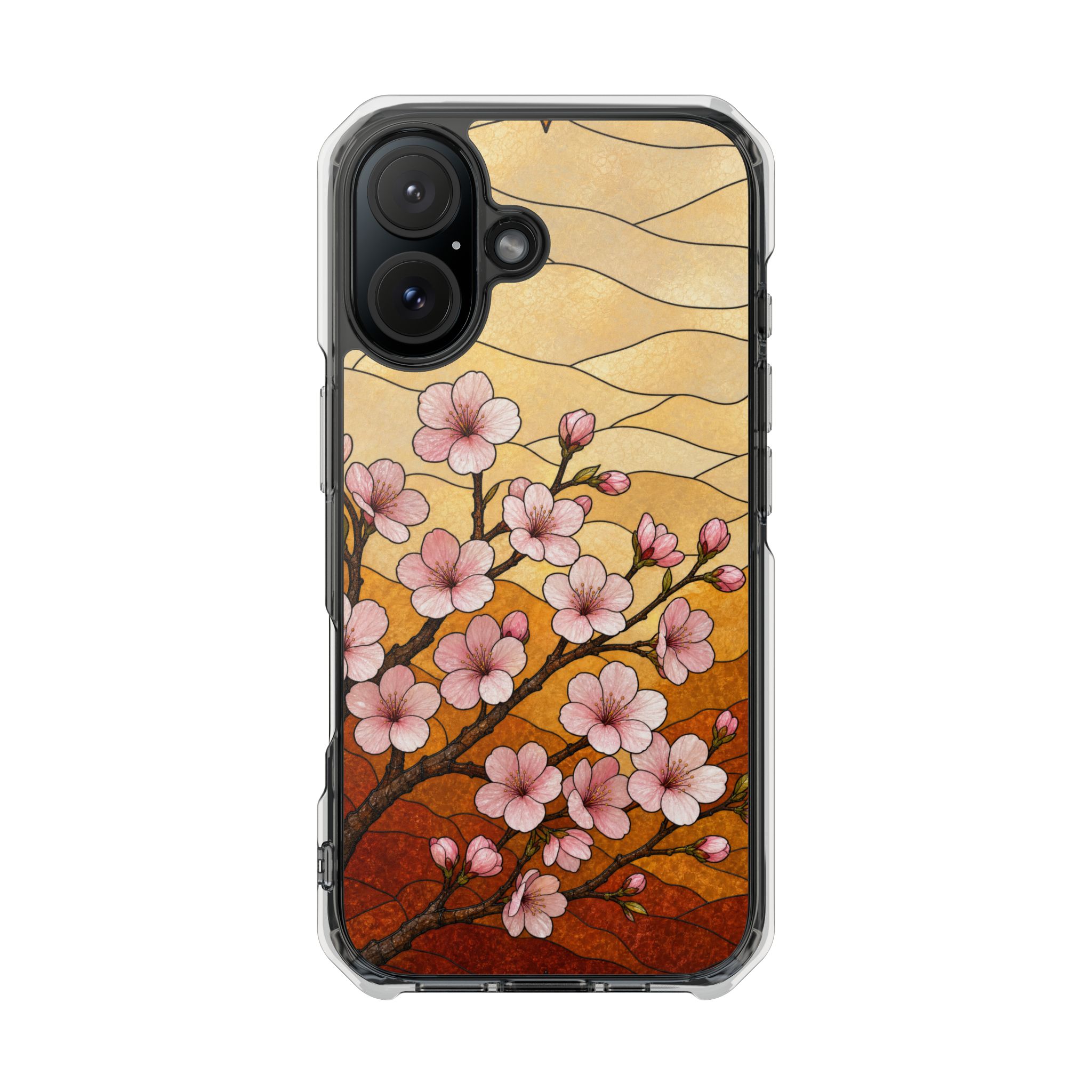 Cherry Blossom Faux Stained Glass Phone Case, Slim Clear Case for iPhone 17 16 15 Pro Max, Protective Gift Case — MagSafe - Image 23