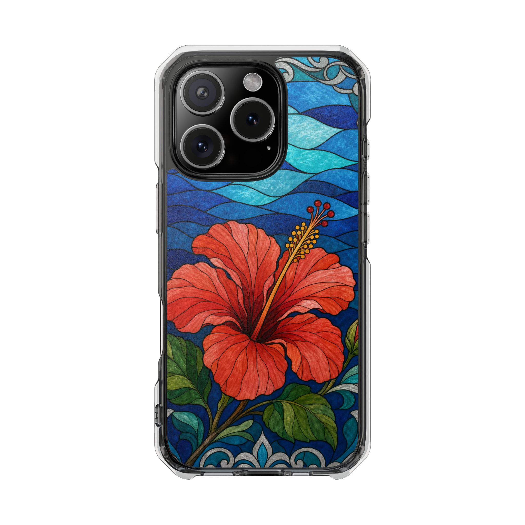 Hibiscus Faux Stained Glass Phone Case, Slim Clear Case for iPhone 17 16 15 Pro Max, Protective Gift Case — MagSafe - Image 17