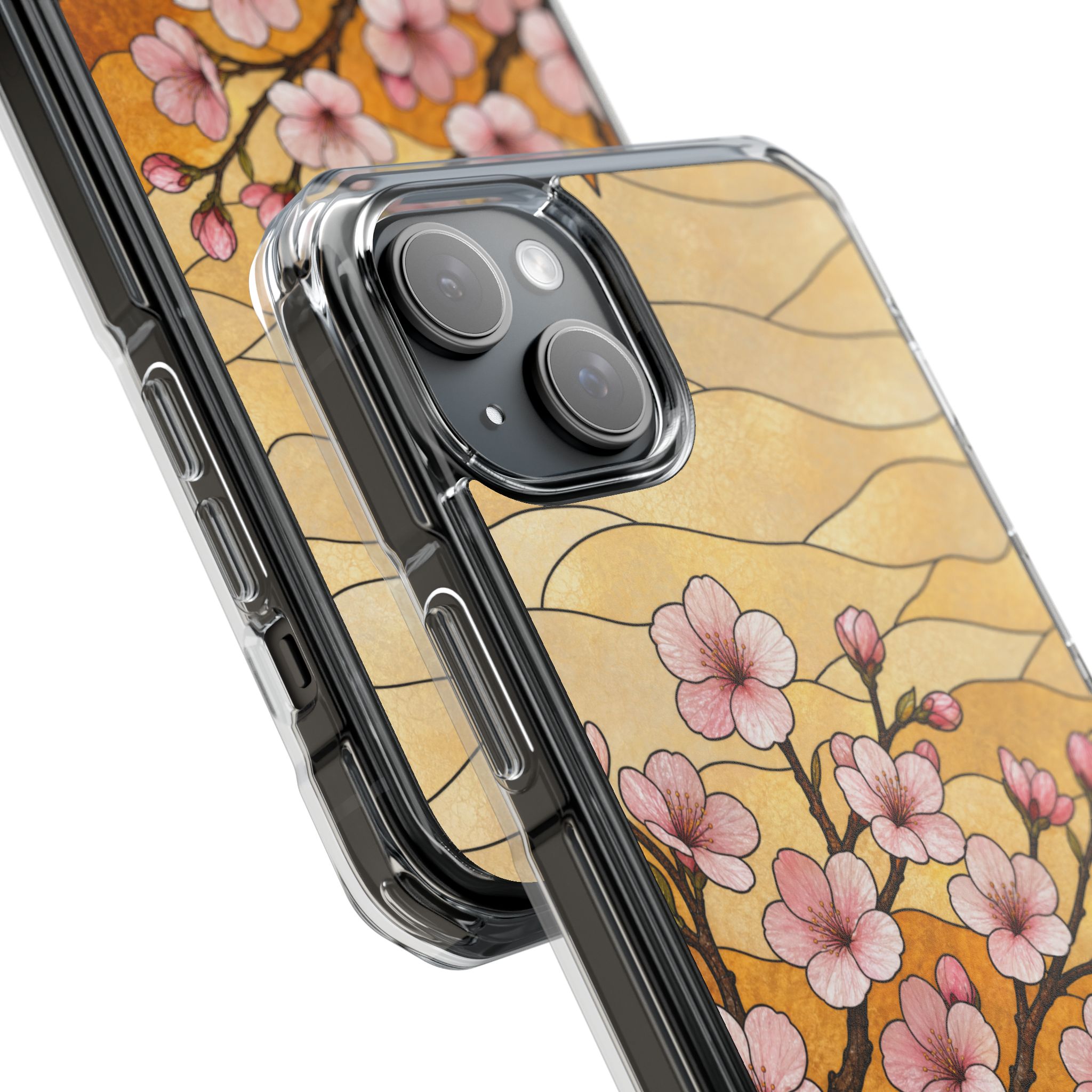 Cherry Blossom Faux Stained Glass Phone Case, Slim Clear Case for iPhone 17 16 15 Pro Max, Protective Gift Case — MagSafe - Image 11
