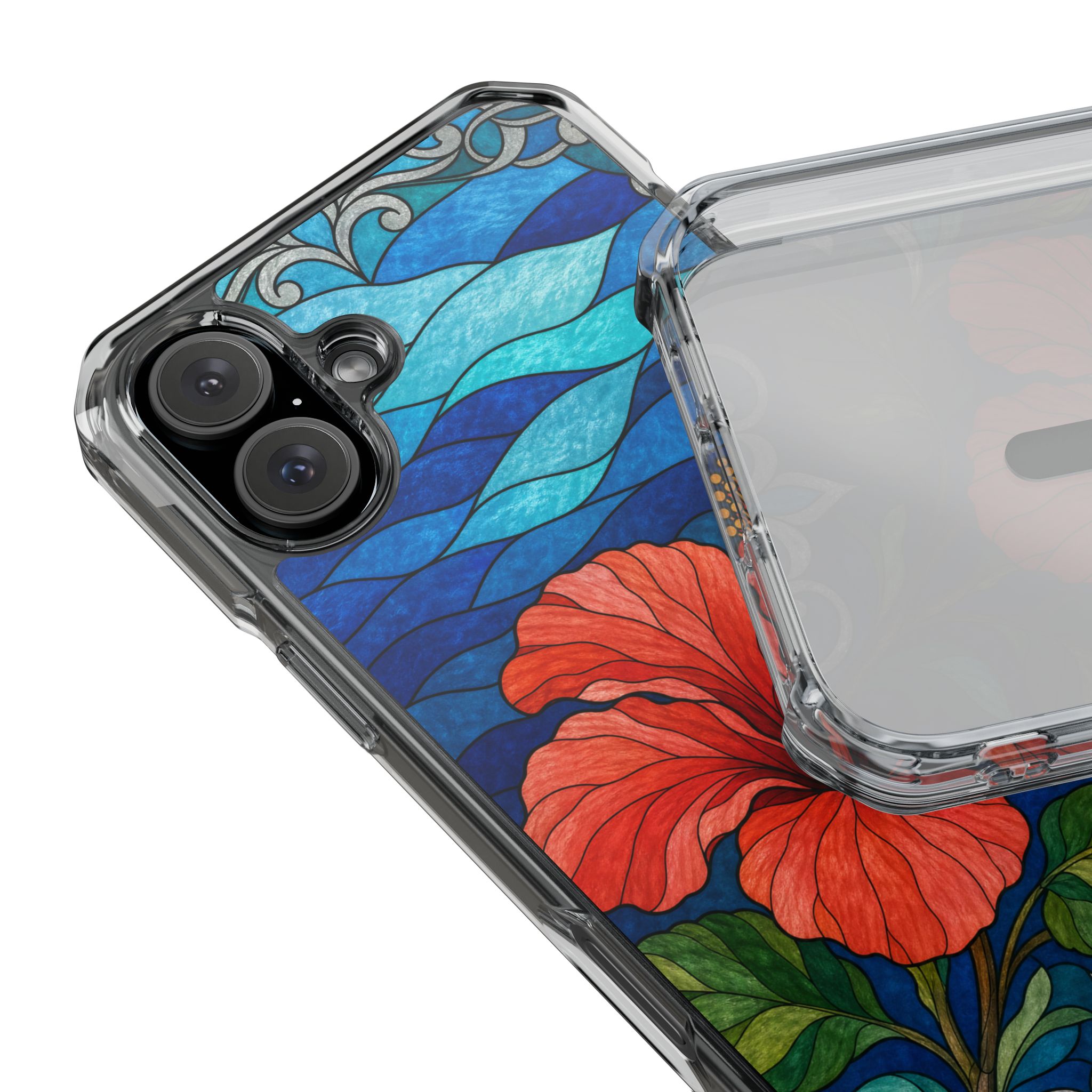 Hibiscus Faux Stained Glass Phone Case, Slim Clear Case for iPhone 17 16 15 Pro Max, Protective Gift Case — MagSafe - Image 28