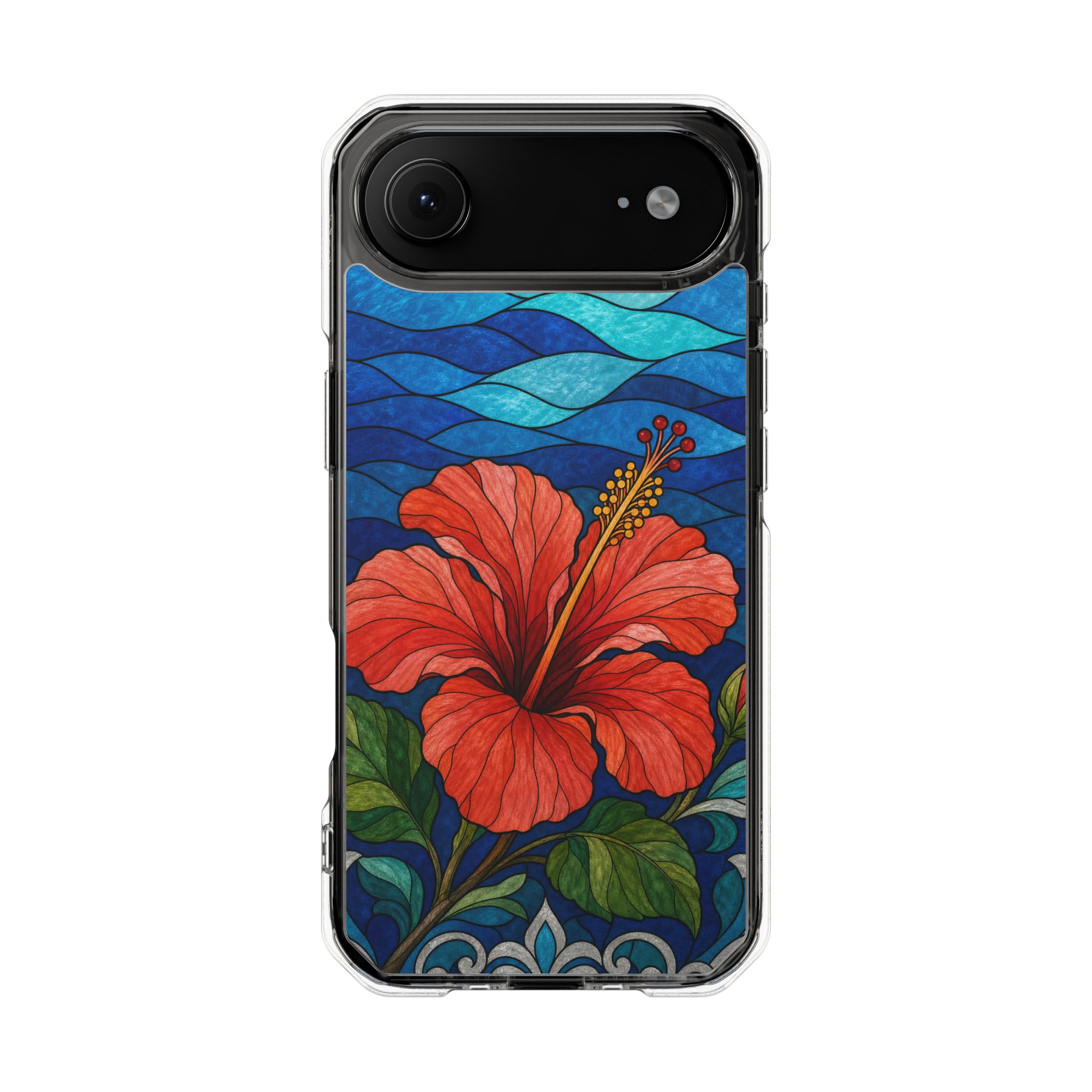 Hibiscus Faux Stained Glass Phone Case, Slim Clear Case for iPhone 17 16 15 Pro Max, Protective Gift Case — MagSafe - Image 30