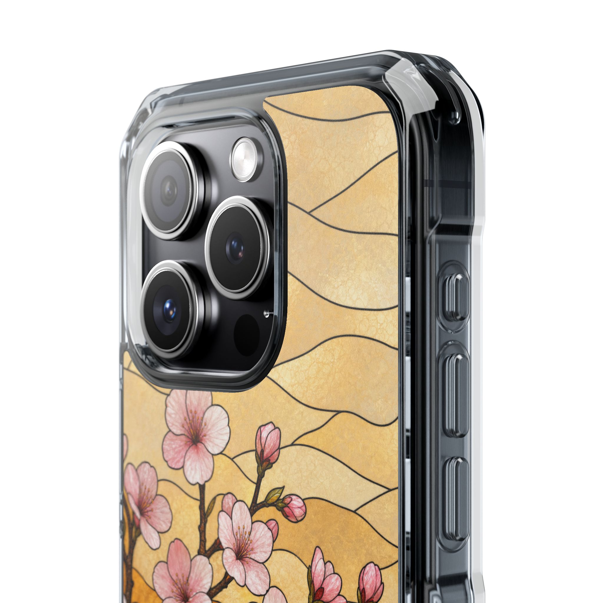 Cherry Blossom Faux Stained Glass Phone Case, Slim Clear Case for iPhone 17 16 15 Pro Max, Protective Gift Case — MagSafe - Image 8