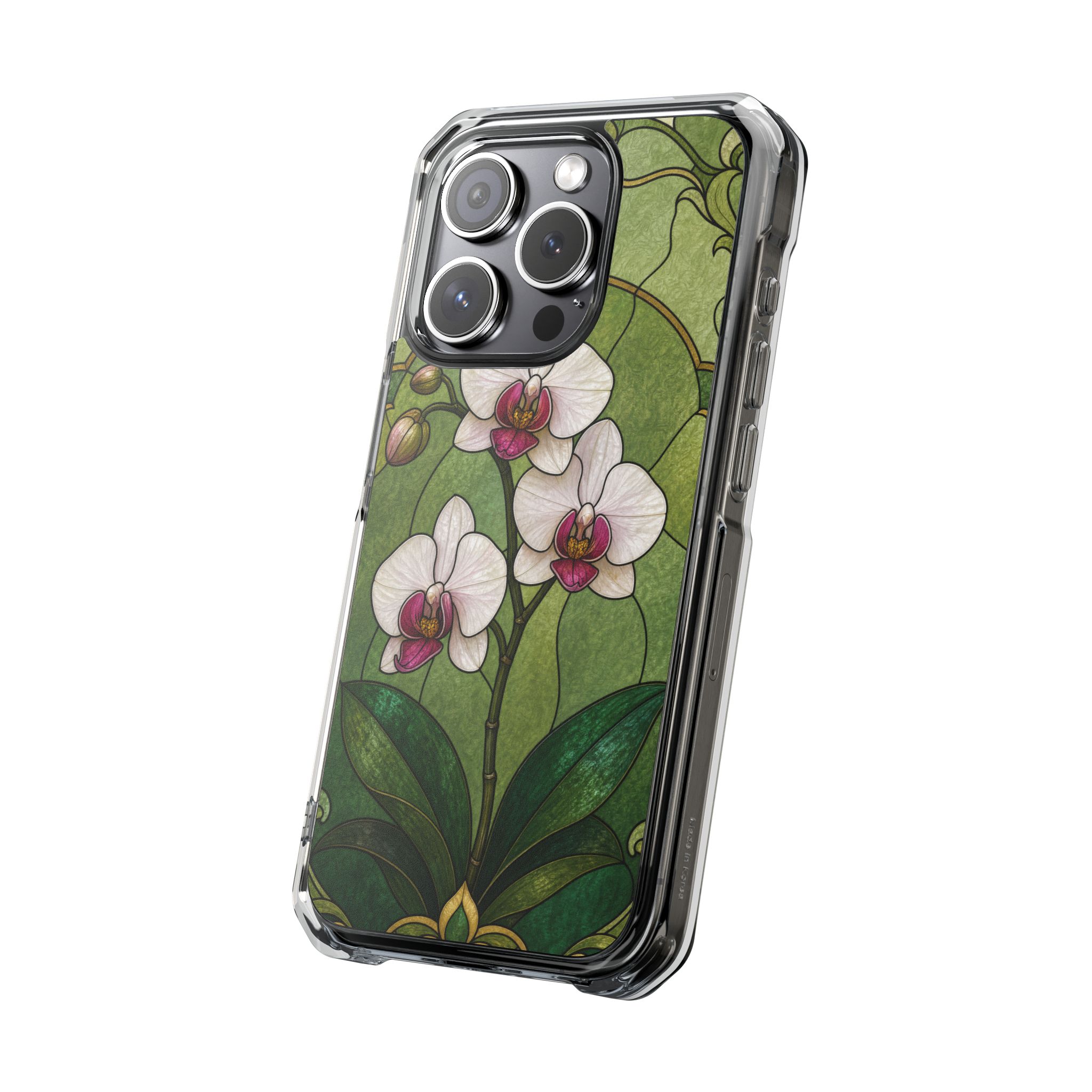 Orchid Faux Stained Glass Phone Case, Slim Clear Case for iPhone 17 16 15 Pro Max, Protective Gift Case — MagSafe - Image 6