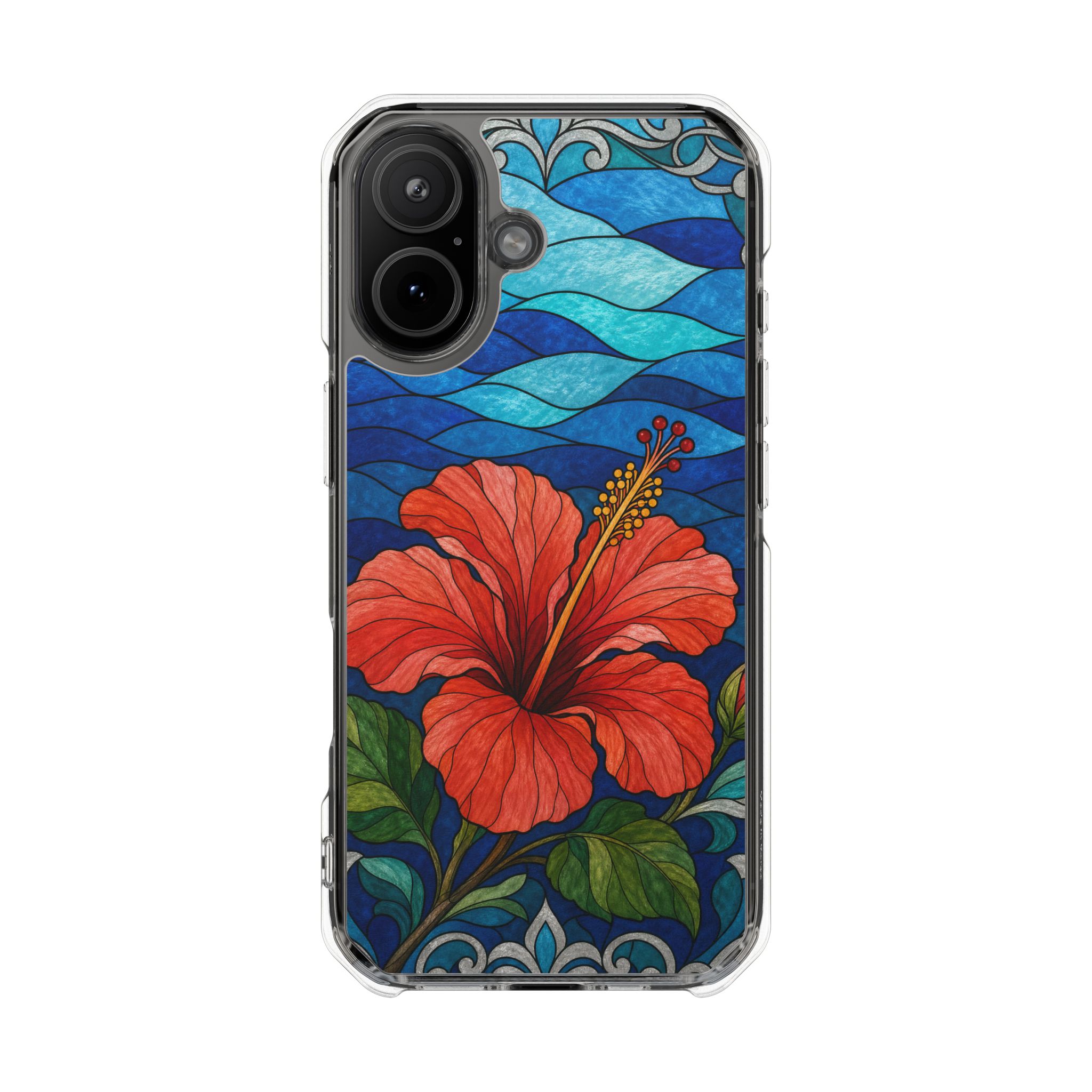 Hibiscus Faux Stained Glass Phone Case, Slim Clear Case for iPhone 17 16 15 Pro Max, Protective Gift Case — MagSafe - Image 29