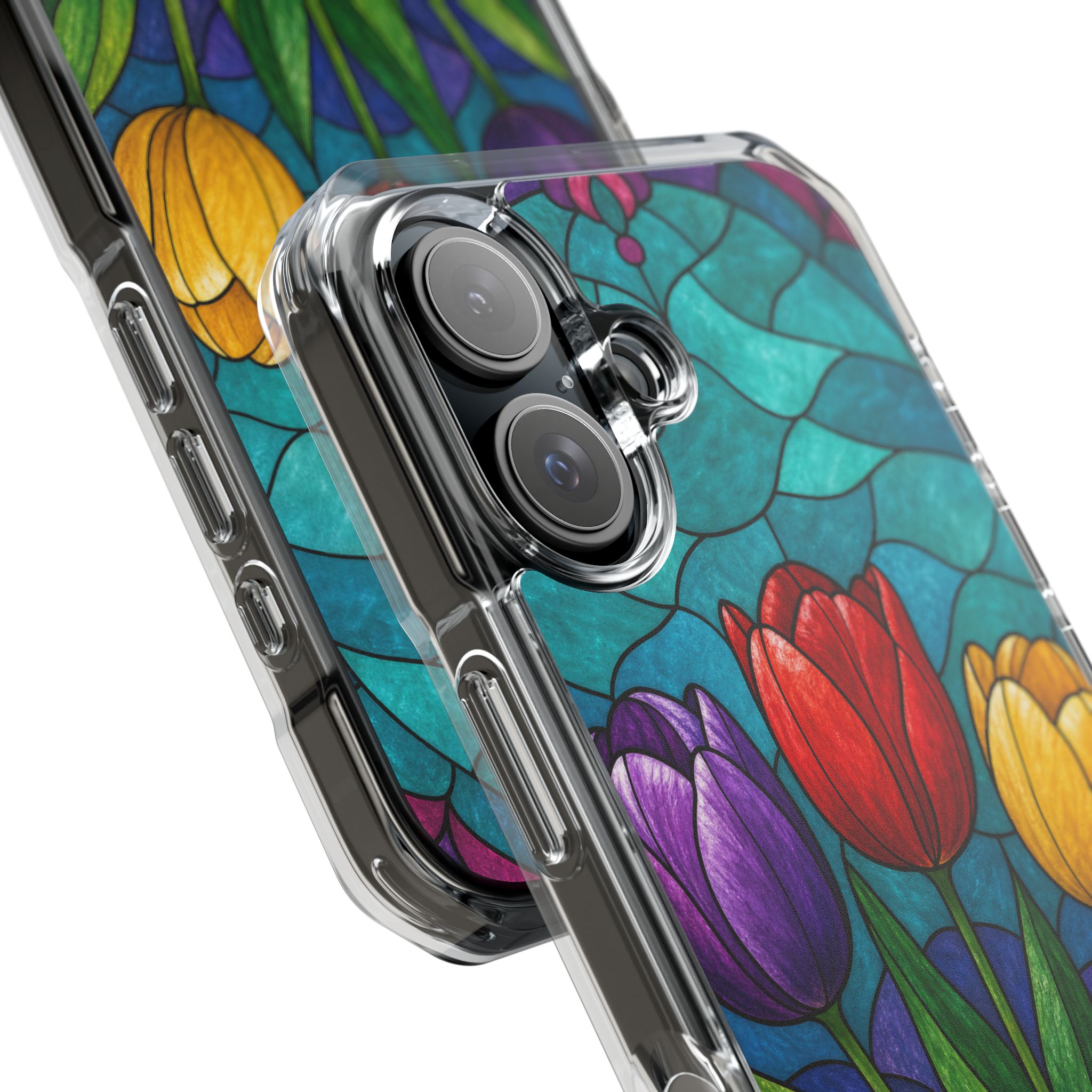 Tulips Faux Stained Glass Phone Case, Slim Clear Case for iPhone 17 16 15 Pro Max, Protective Gift Case — MagSafe - Image 24