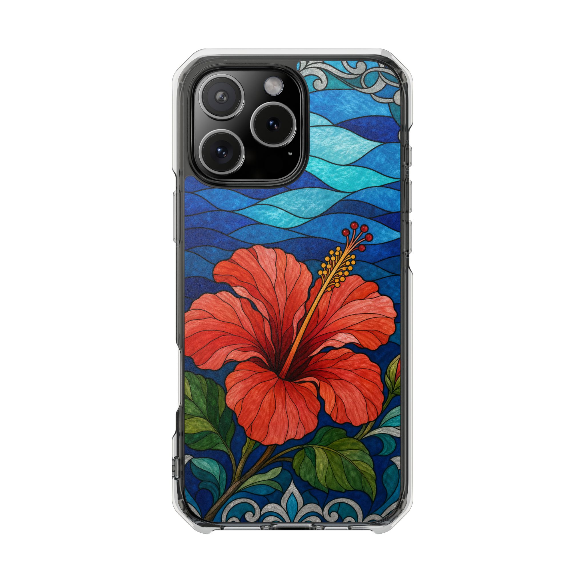 Hibiscus Faux Stained Glass Phone Case, Slim Clear Case for iPhone 17 16 15 Pro Max, Protective Gift Case — MagSafe - Image 20