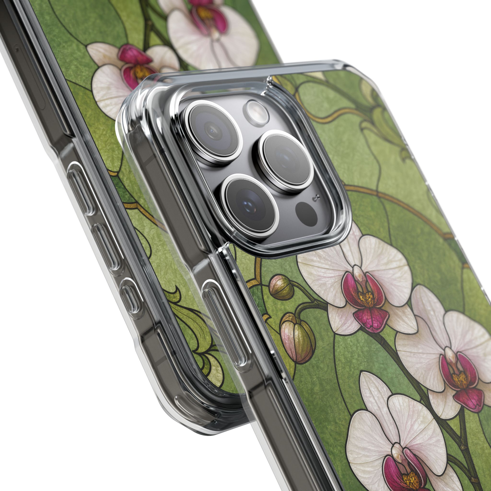 Orchid Faux Stained Glass Phone Case, Slim Clear Case for iPhone 17 16 15 Pro Max, Protective Gift Case — MagSafe - Image 15