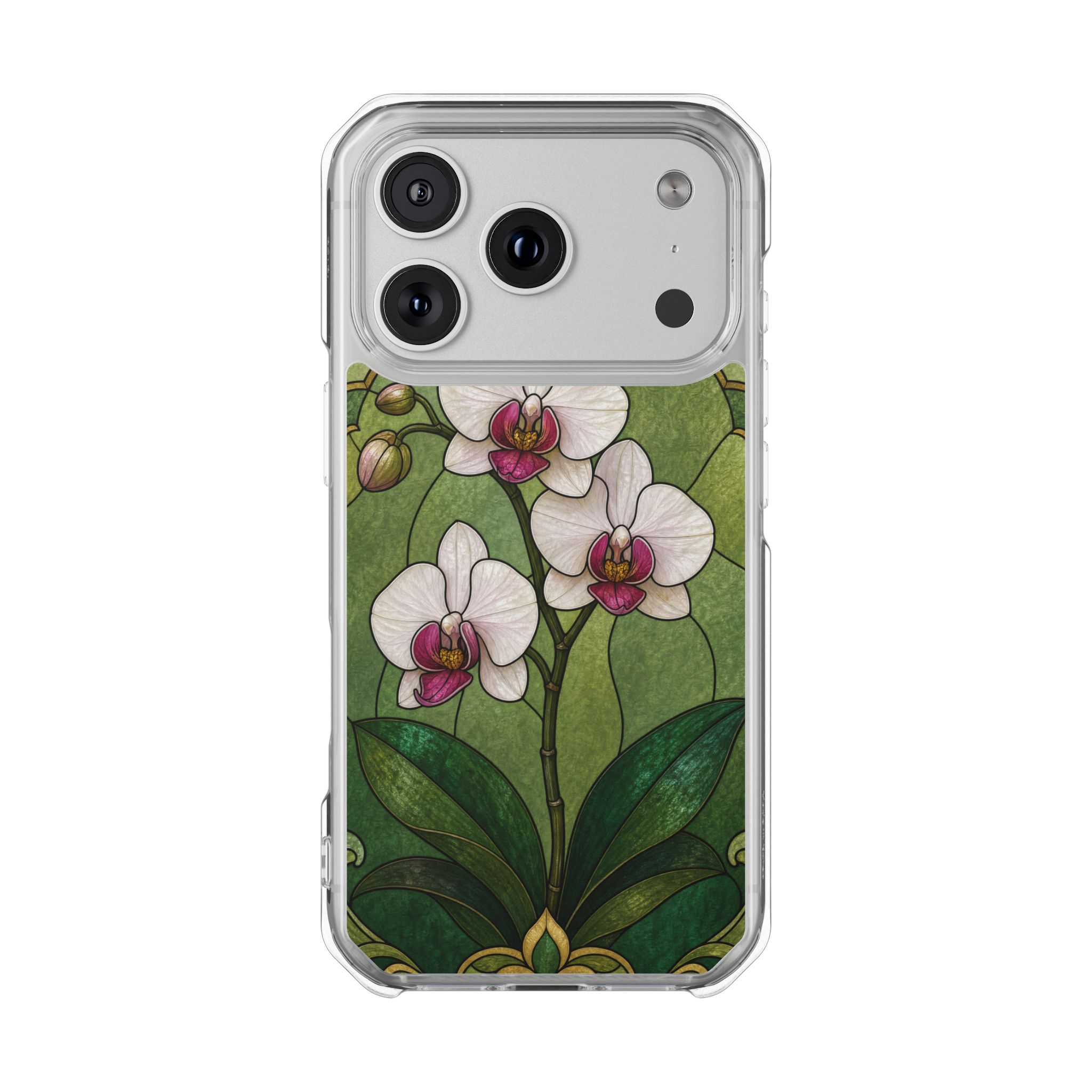 Orchid Faux Stained Glass Phone Case, Slim Clear Case for iPhone 17 16 15 Pro Max, Protective Gift Case — MagSafe - Image 31