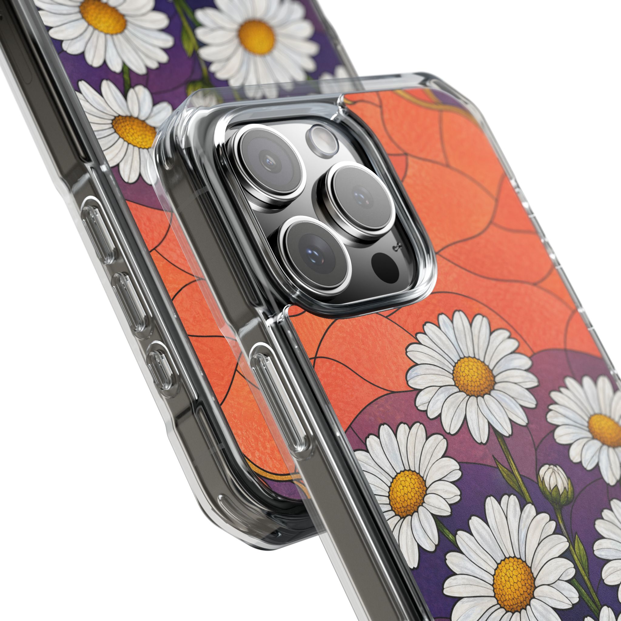 Daisy Faux Stained Glass Phone Case, Slim Clear Case for iPhone 17 16 15 Pro Max, Protective Gift Case — MagSafe - Image 21