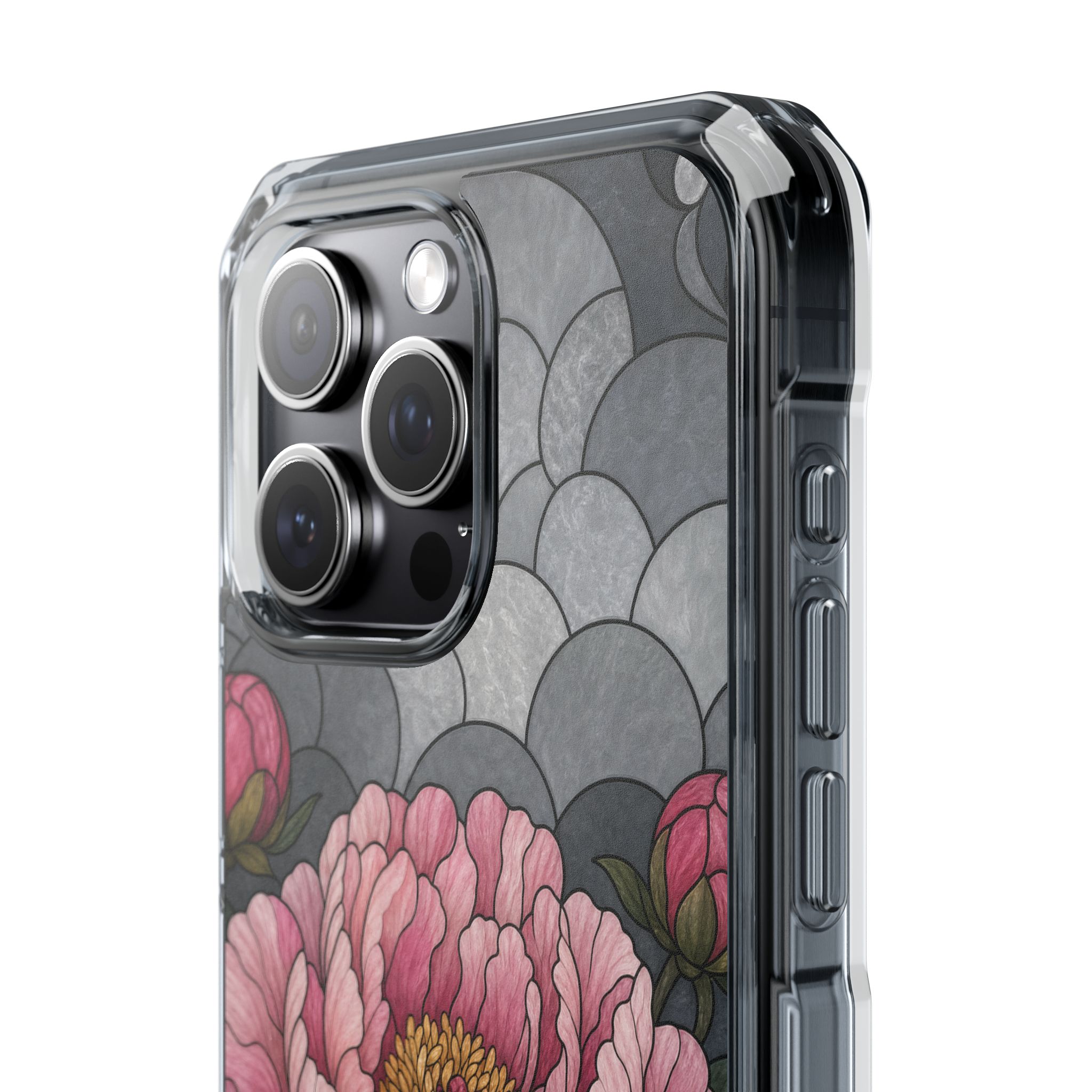 Peony Faux Stained Glass Phone Case, Slim Clear Case for iPhone 17 16 15 Pro Max, Protective Gift Case — MagSafe - Image 16