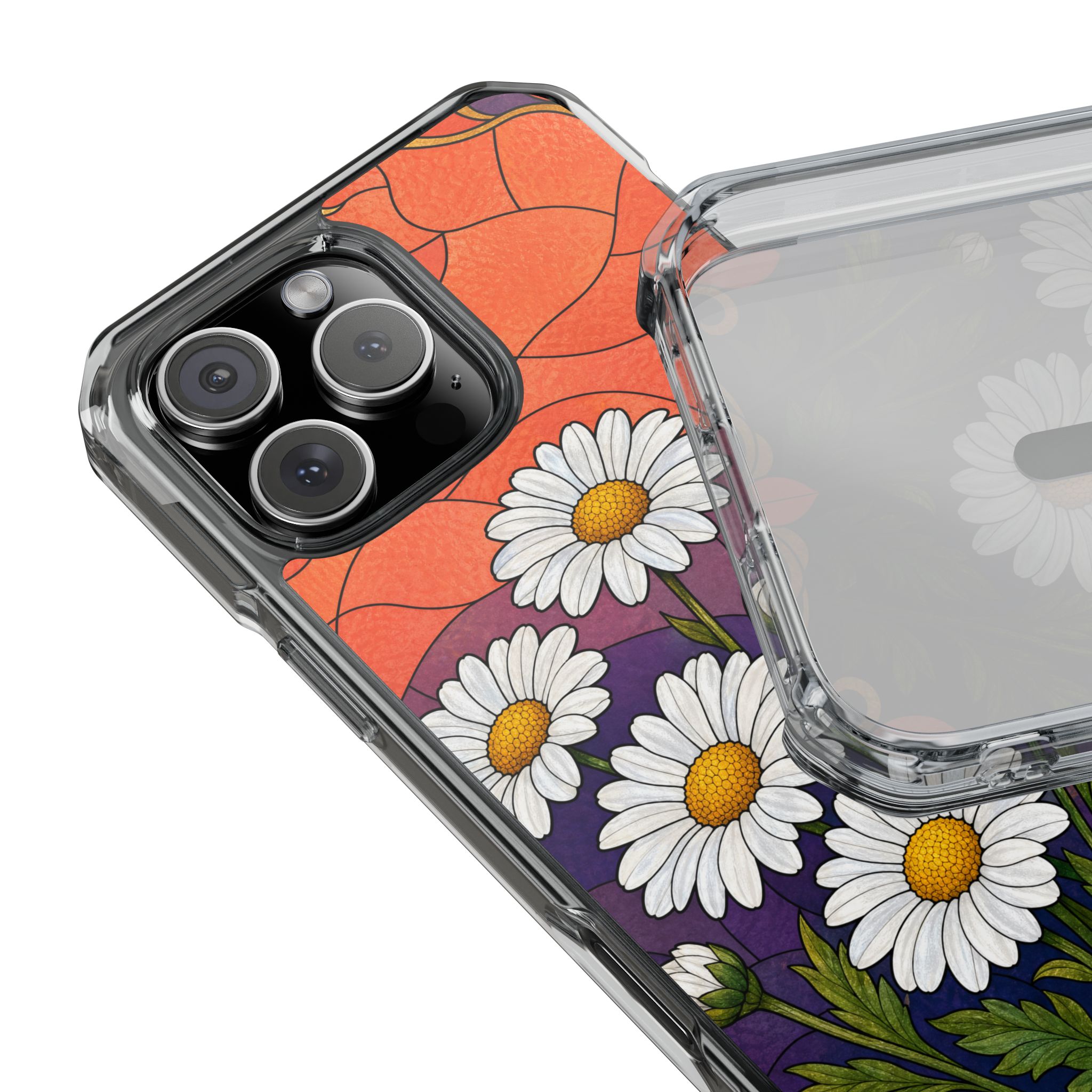 Daisy Faux Stained Glass Phone Case, Slim Clear Case for iPhone 17 16 15 Pro Max, Protective Gift Case — MagSafe - Image 22