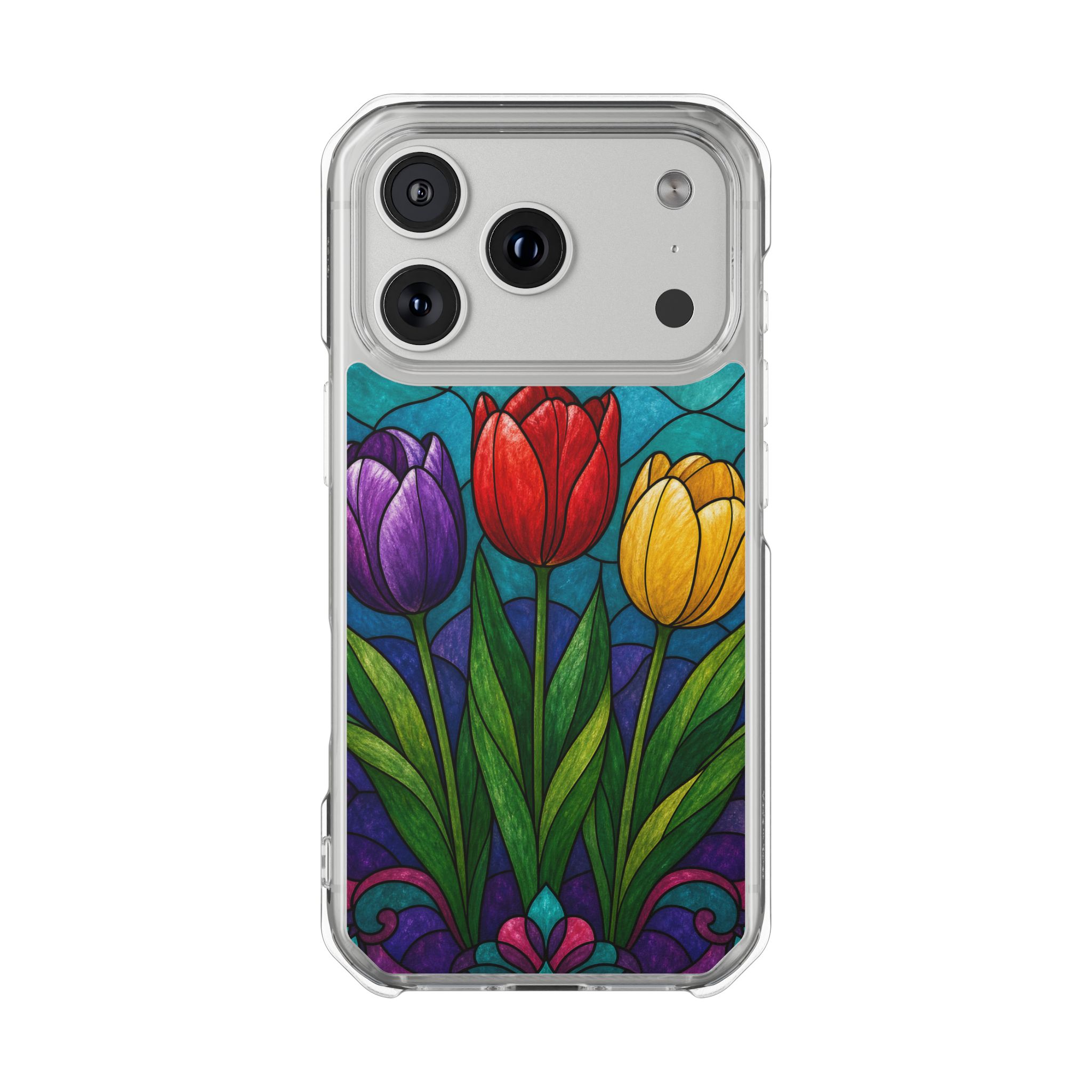 Tulips Faux Stained Glass Phone Case, Slim Clear Case for iPhone 17 16 15 Pro Max, Protective Gift Case — MagSafe - Image 31
