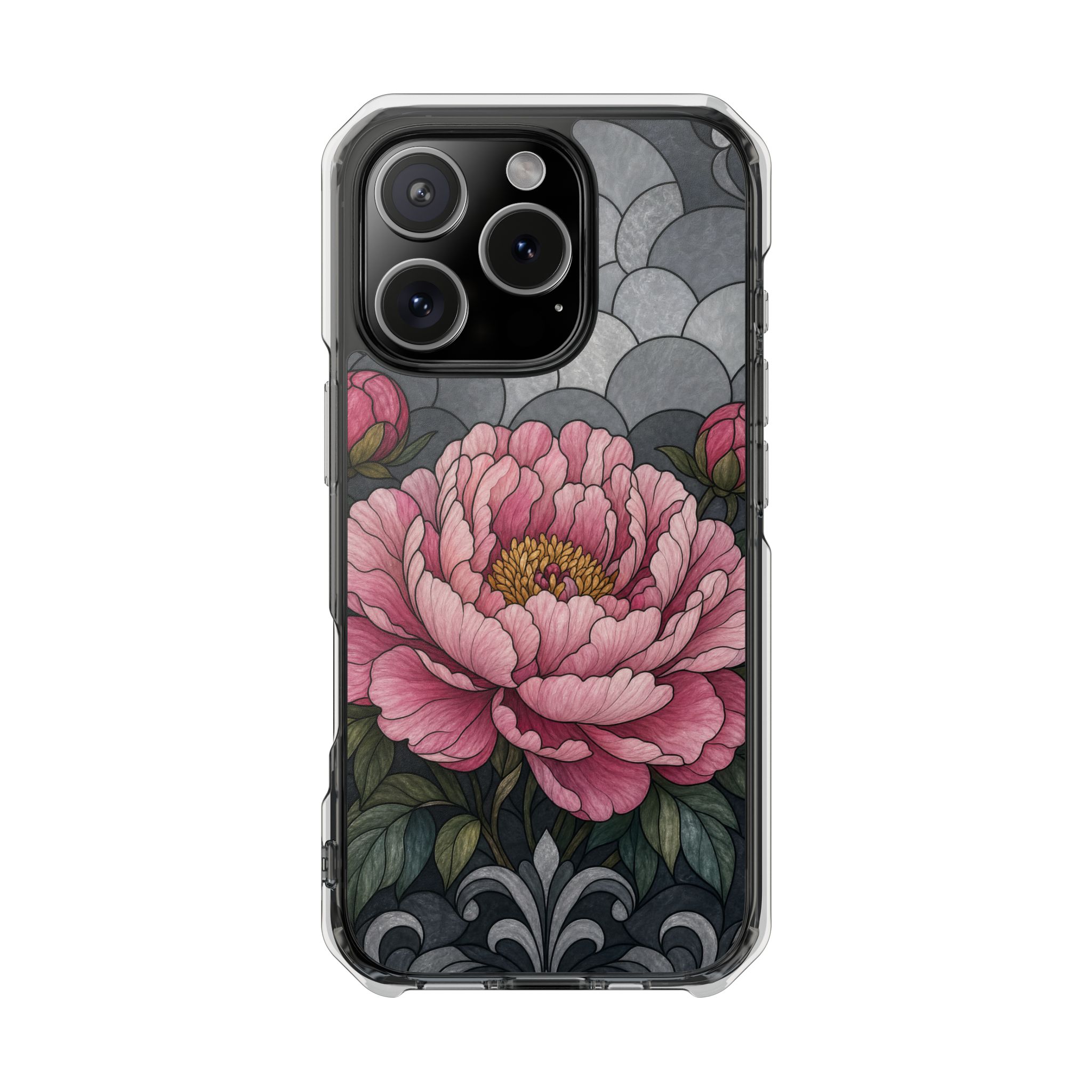 Peony Faux Stained Glass Phone Case, Slim Clear Case for iPhone 17 16 15 Pro Max, Protective Gift Case — MagSafe - Image 17