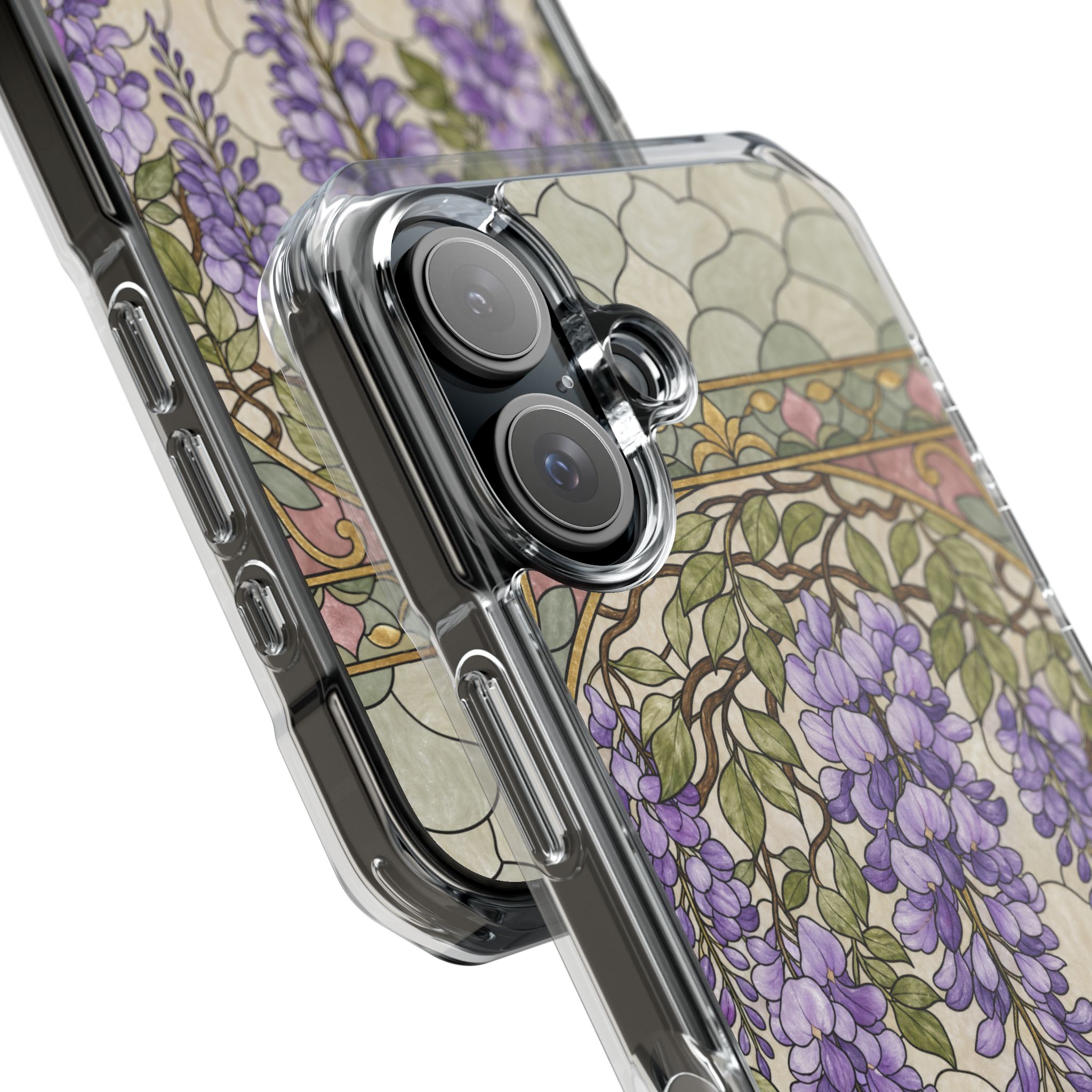 Wisteria Faux Stained Glass Phone Case, Slim Clear Case for iPhone 17 16 15 Pro Max, Protective Gift Case — MagSafe - Image 24
