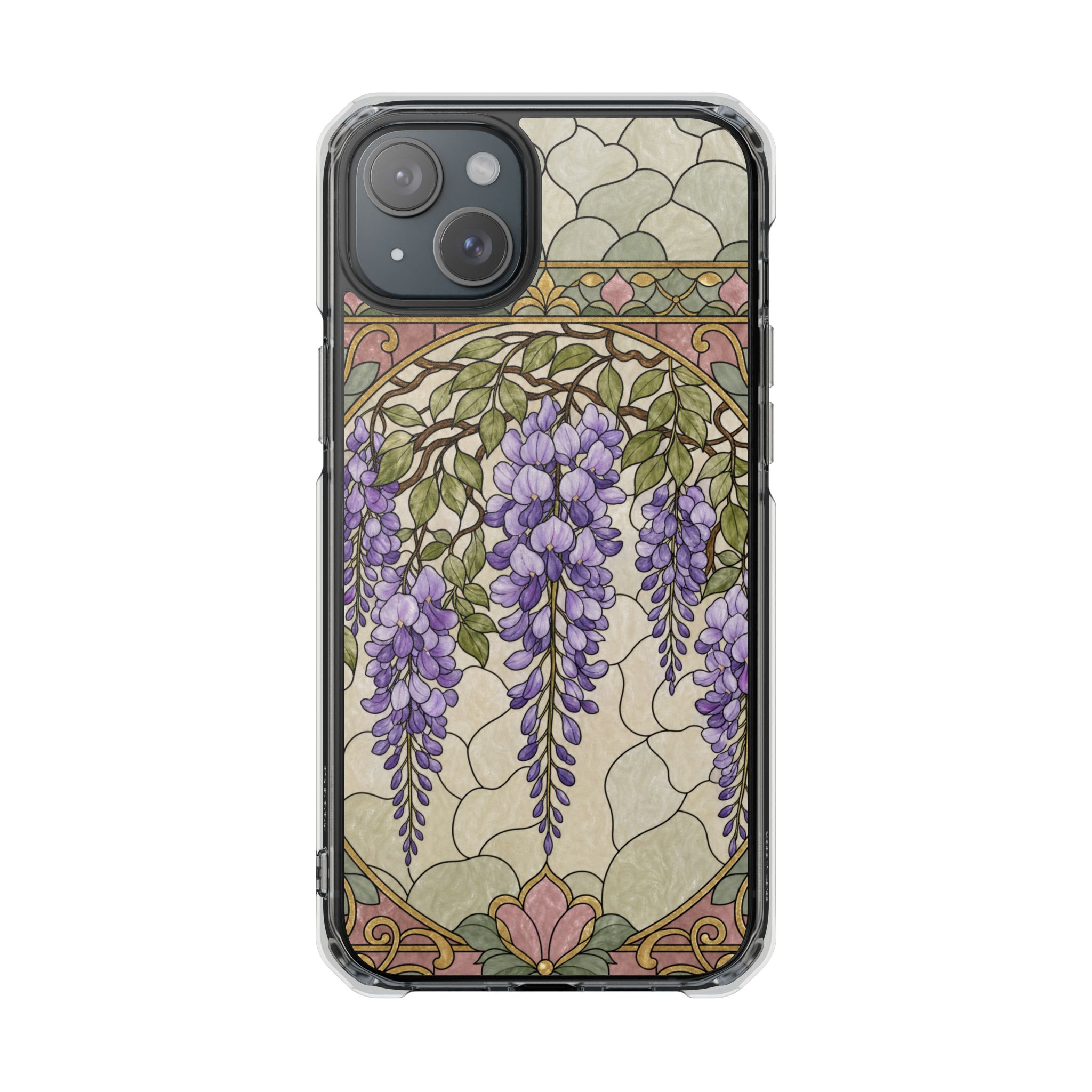 Wisteria Faux Stained Glass Phone Case, Slim Clear Case for iPhone 17 16 15 Pro Max, Protective Gift Case — MagSafe - Image 9