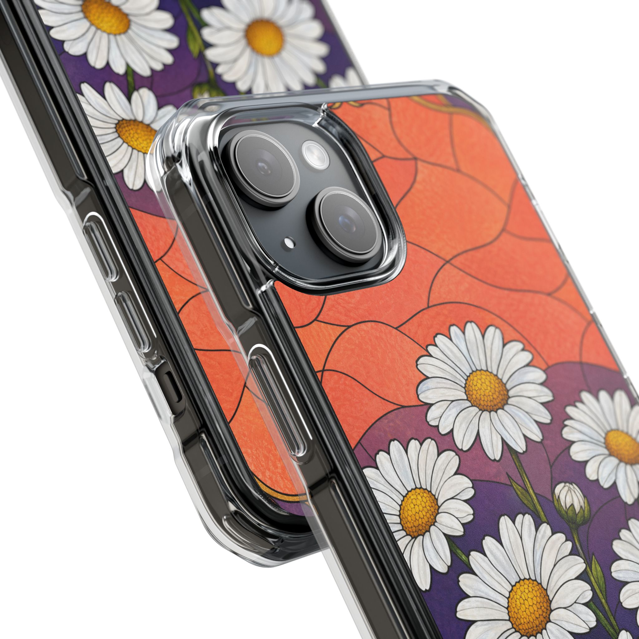 Daisy Faux Stained Glass Phone Case, Slim Clear Case for iPhone 17 16 15 Pro Max, Protective Gift Case — MagSafe - Image 11