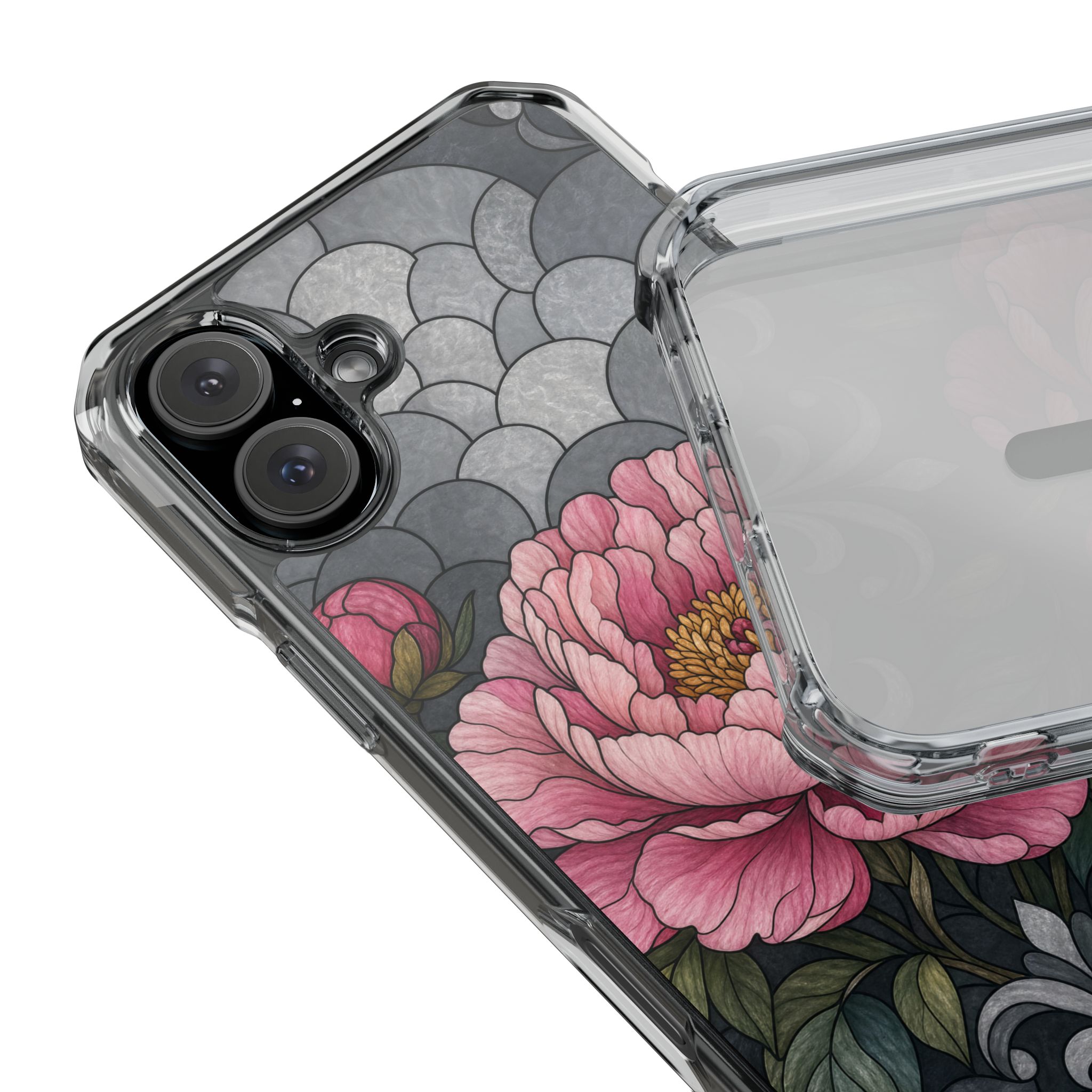 Peony Faux Stained Glass Phone Case, Slim Clear Case for iPhone 17 16 15 Pro Max, Protective Gift Case — MagSafe - Image 28