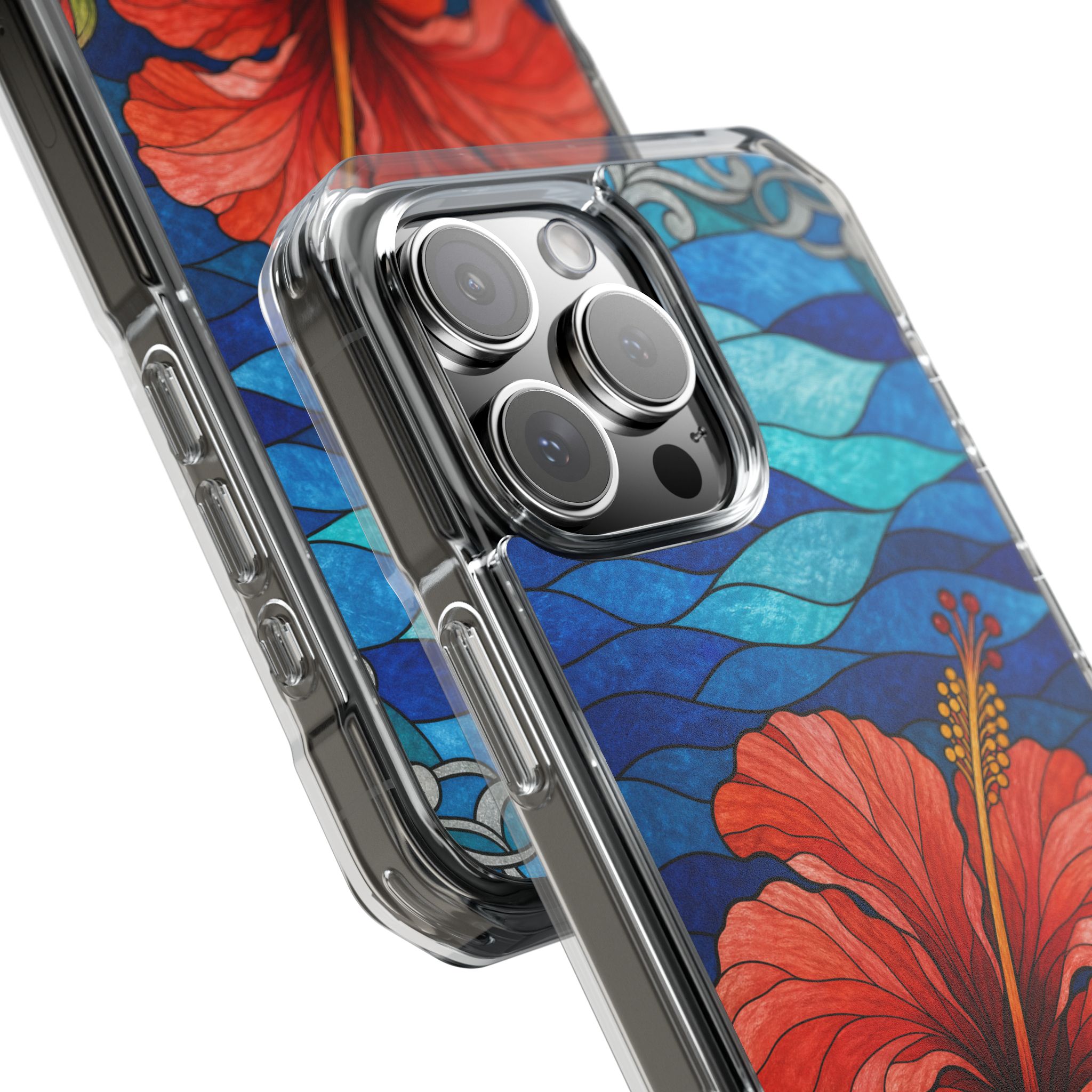 Hibiscus Faux Stained Glass Phone Case, Slim Clear Case for iPhone 17 16 15 Pro Max, Protective Gift Case — MagSafe - Image 21