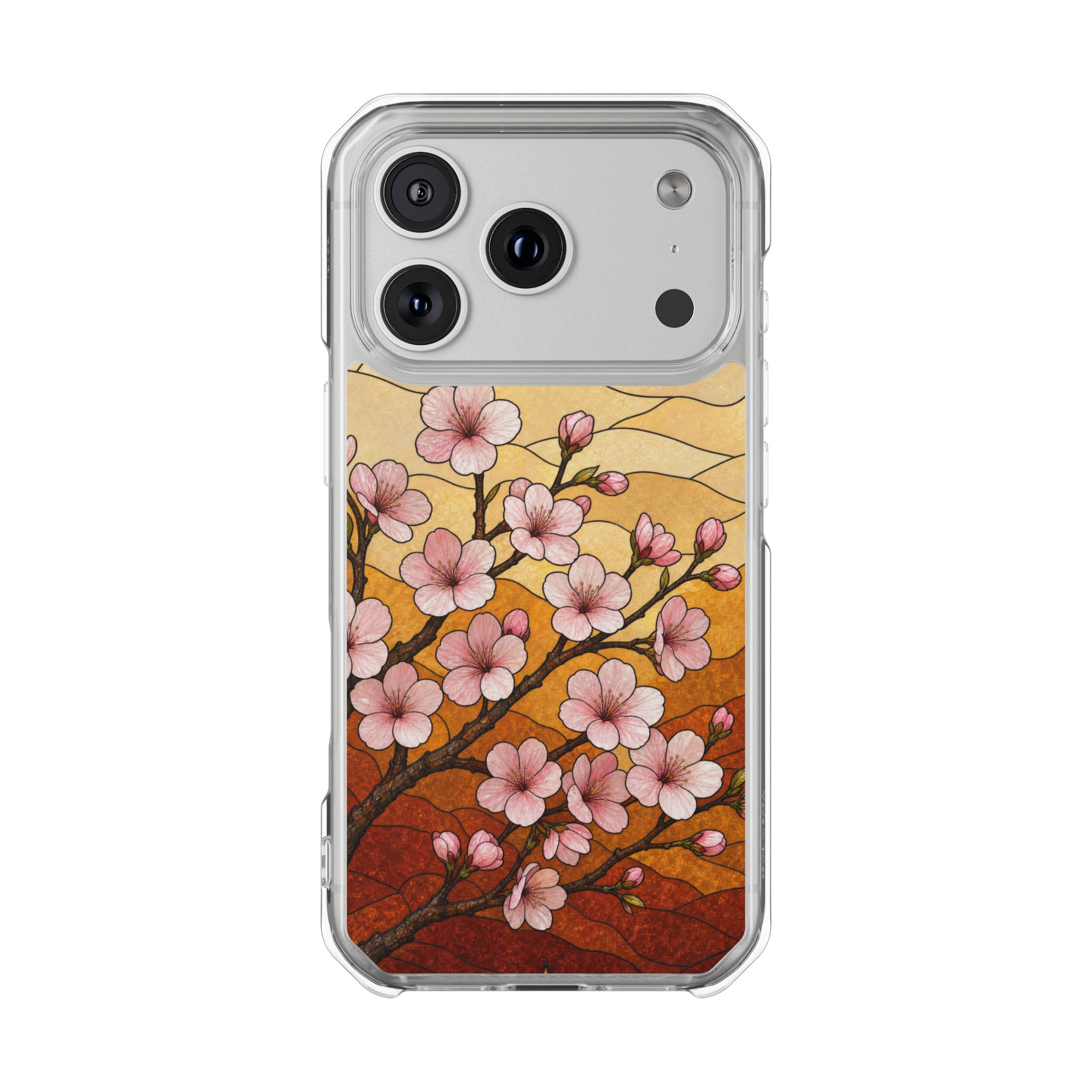 Cherry Blossom Faux Stained Glass Phone Case, Slim Clear Case for iPhone 17 16 15 Pro Max, Protective Gift Case — MagSafe - Image 31