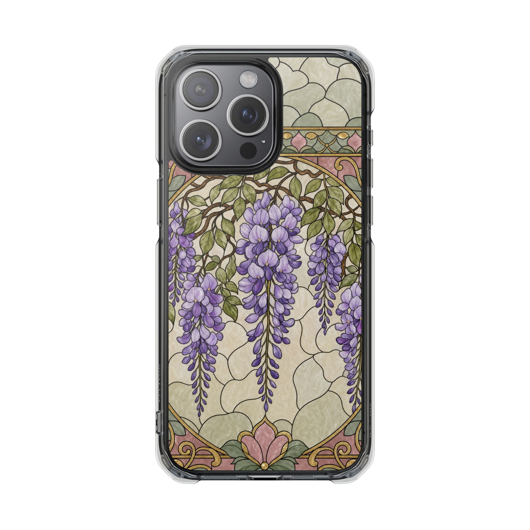 Wisteria Faux Stained Glass Phone Case, Slim Clear Case for iPhone 17 16 15 Pro Max, Protective Gift Case — MagSafe - Image 13