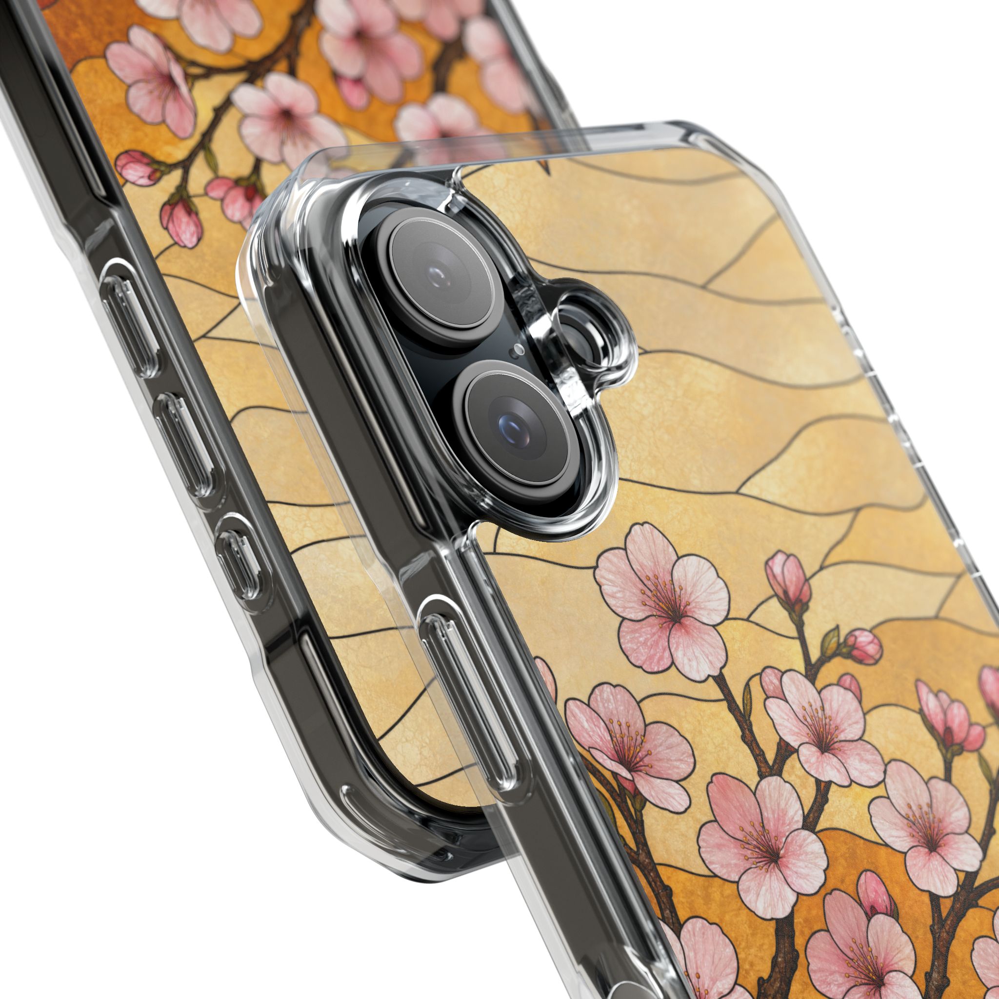 Cherry Blossom Faux Stained Glass Phone Case, Slim Clear Case for iPhone 17 16 15 Pro Max, Protective Gift Case — MagSafe - Image 24