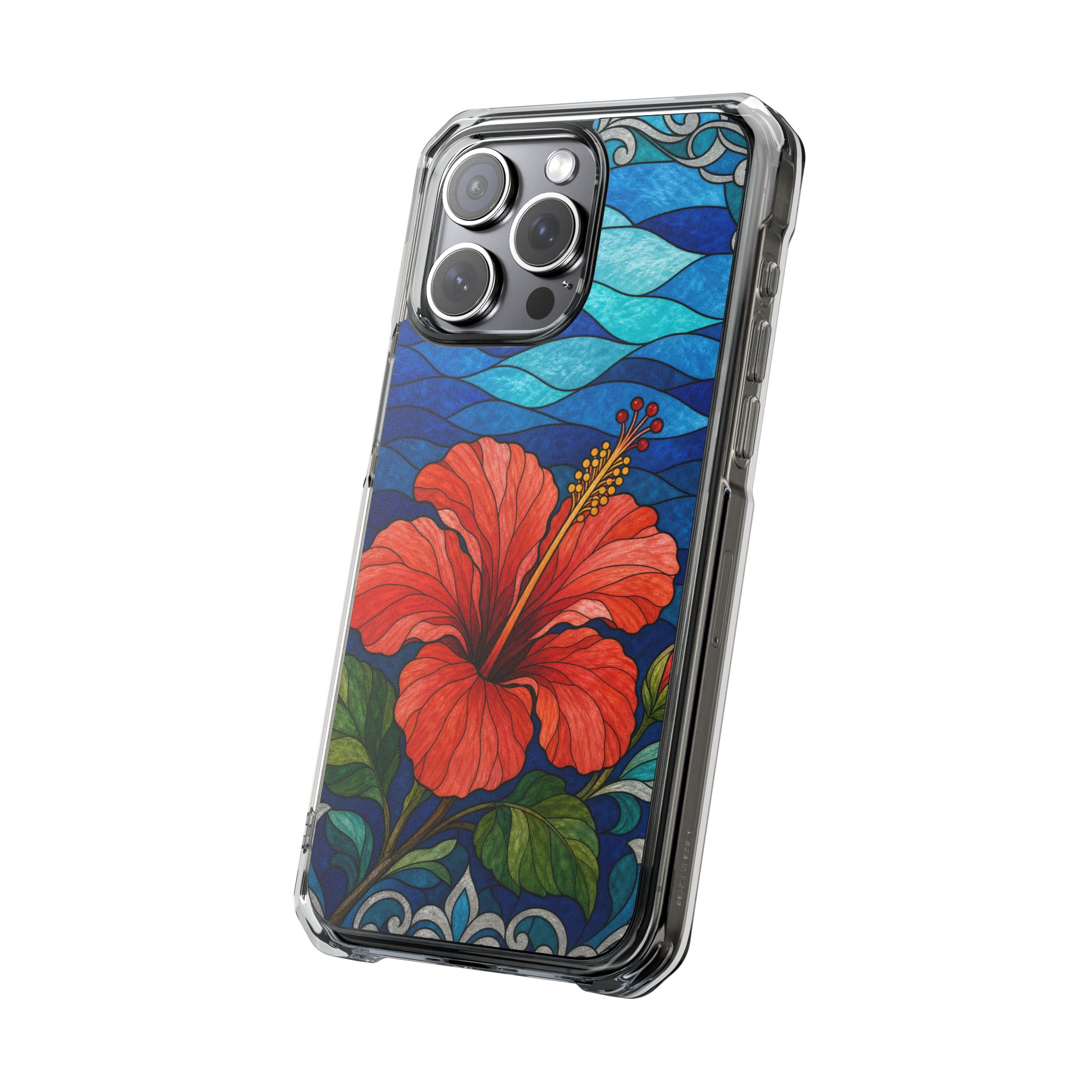 Hibiscus Faux Stained Glass Phone Case, Slim Clear Case for iPhone 17 16 15 Pro Max, Protective Gift Case — MagSafe - Image 14