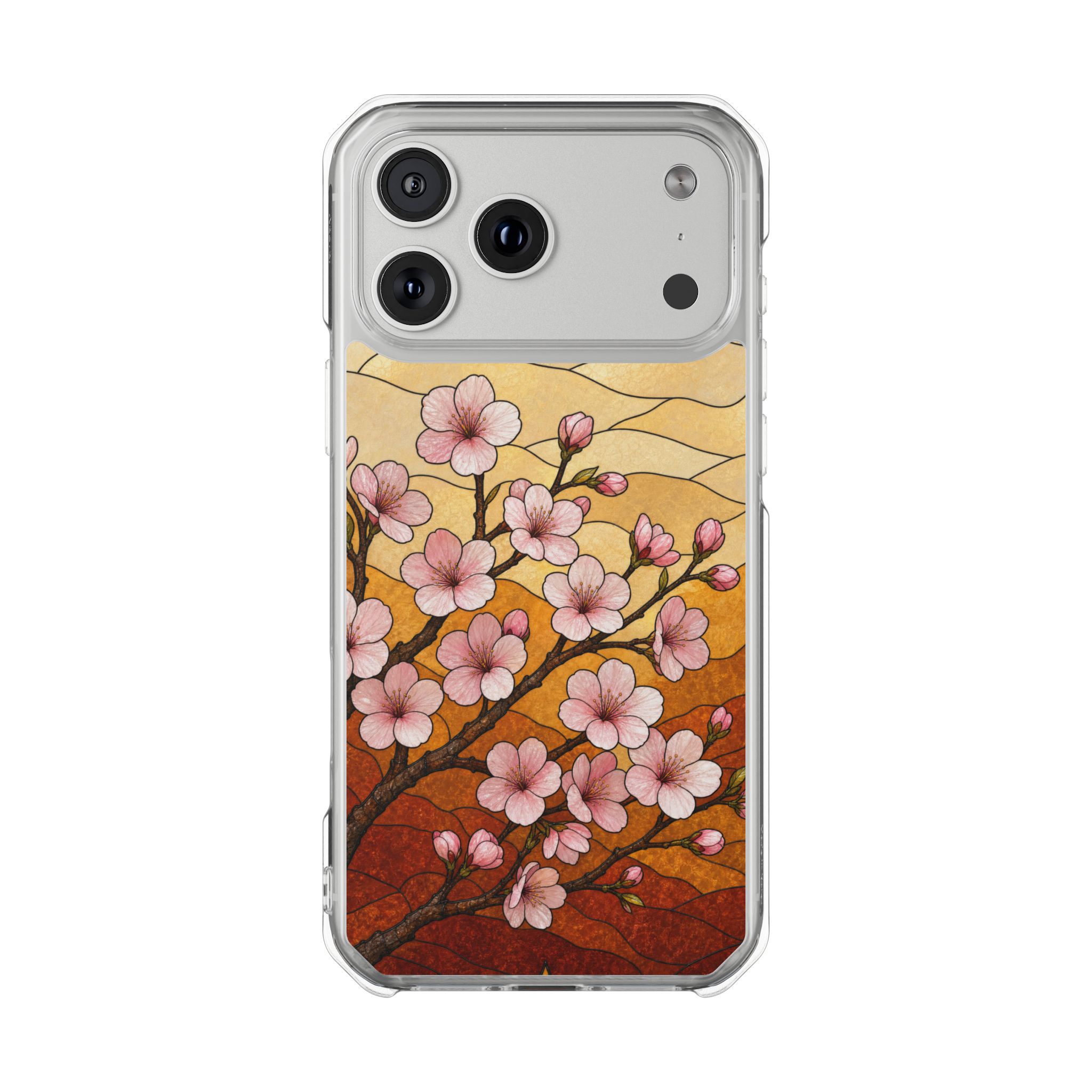 Cherry Blossom Faux Stained Glass Phone Case, Slim Clear Case for iPhone 17 16 15 Pro Max, Protective Gift Case — MagSafe - Image 32