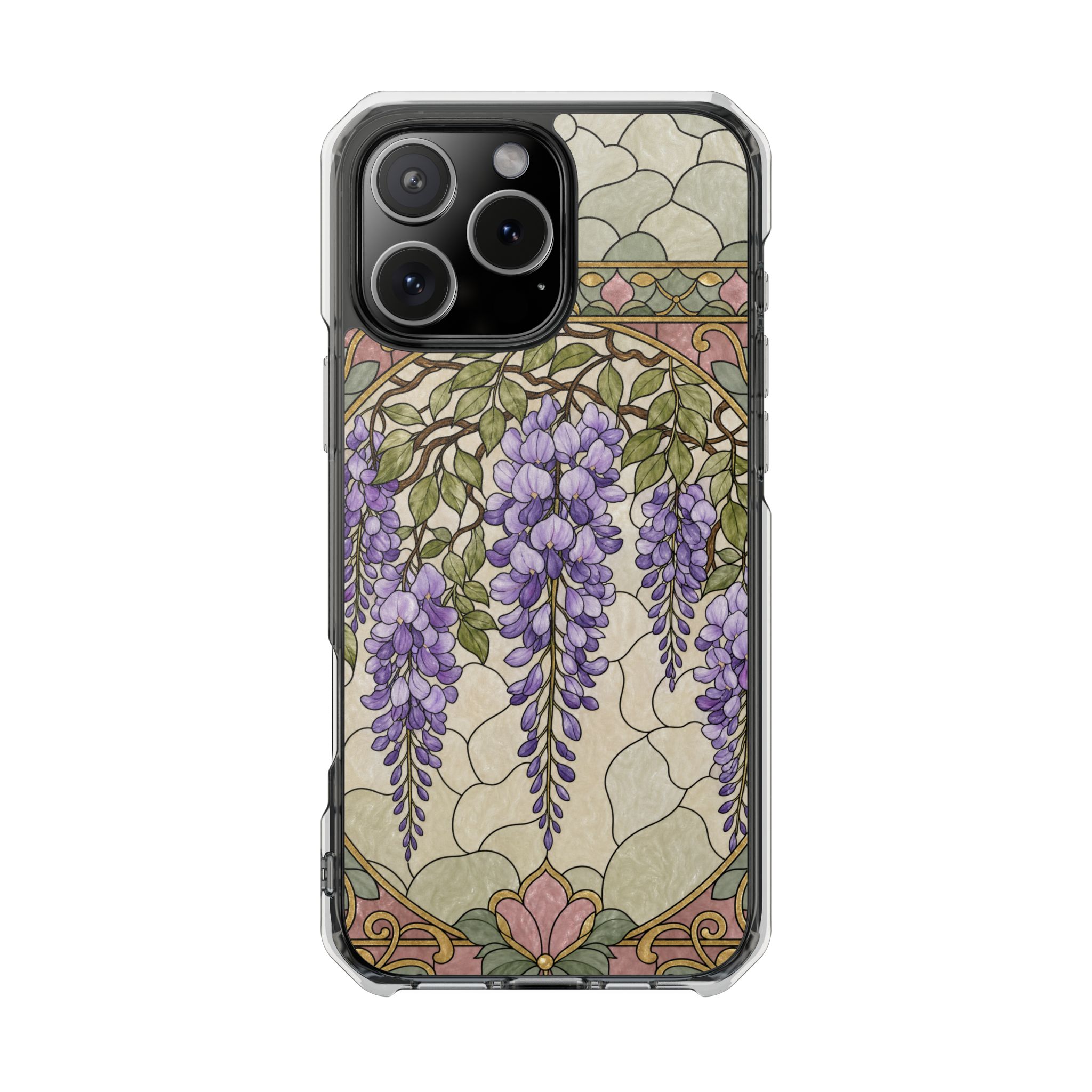 Wisteria Faux Stained Glass Phone Case, Slim Clear Case for iPhone 17 16 15 Pro Max, Protective Gift Case — MagSafe - Image 20