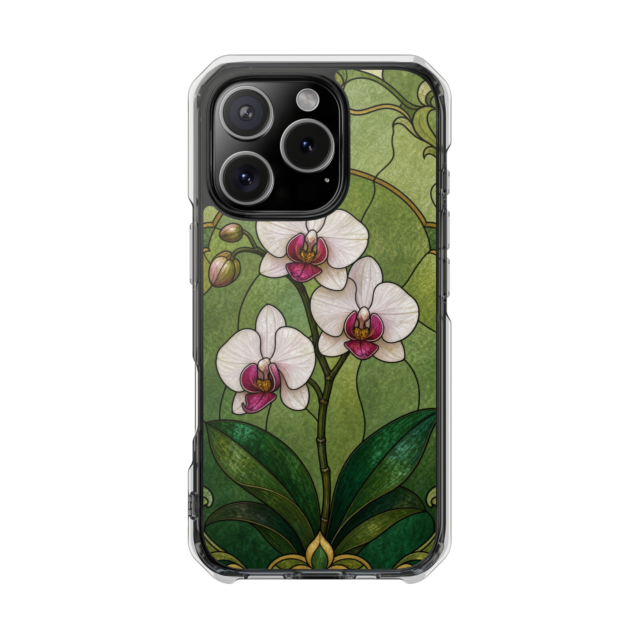 Orchid Faux Stained Glass Phone Case, Slim Clear Case for iPhone 17 16 15 Pro Max, Protective Gift Case — MagSafe - Image 17